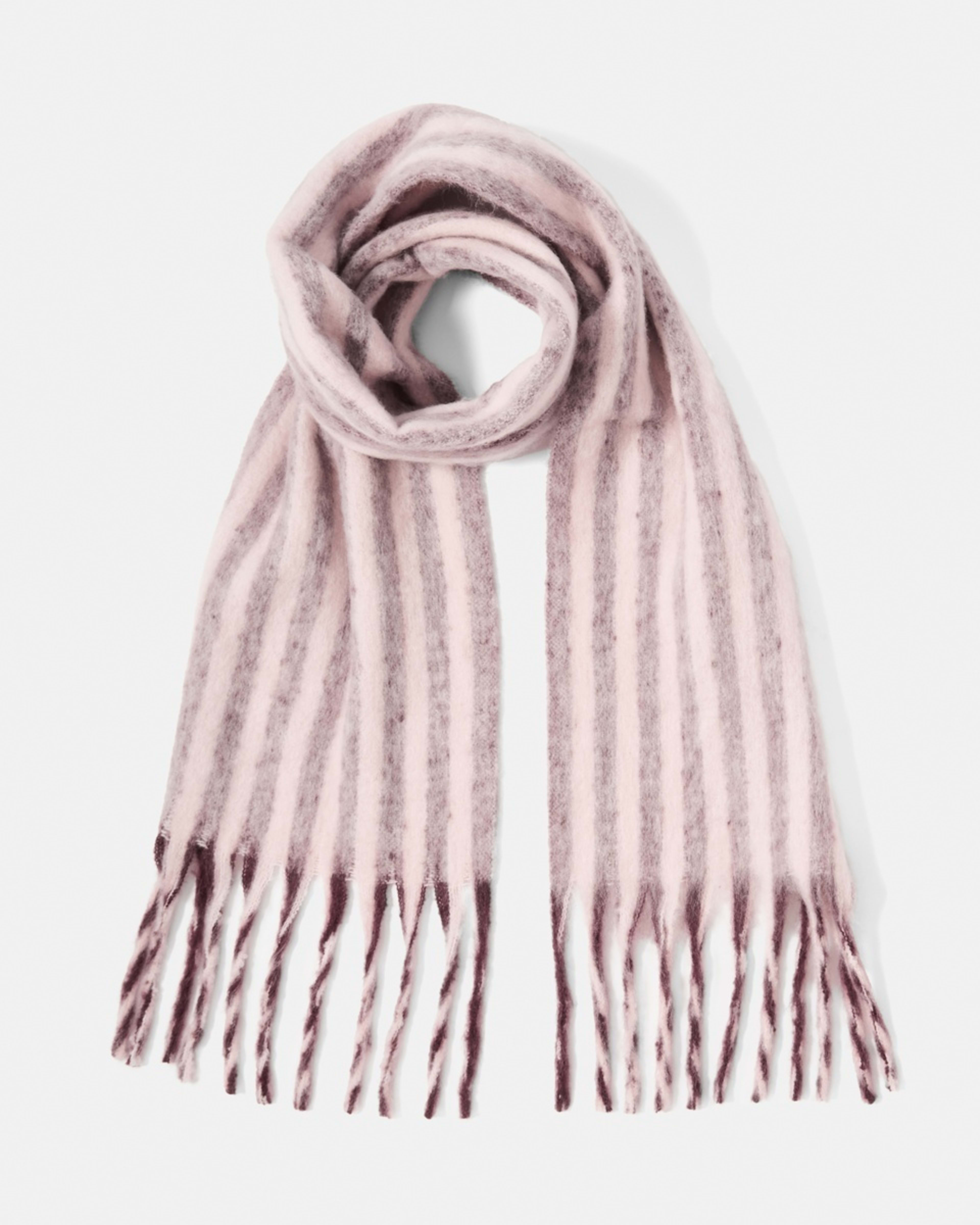 1 Stripe Fluffy Scarf Burg Strp