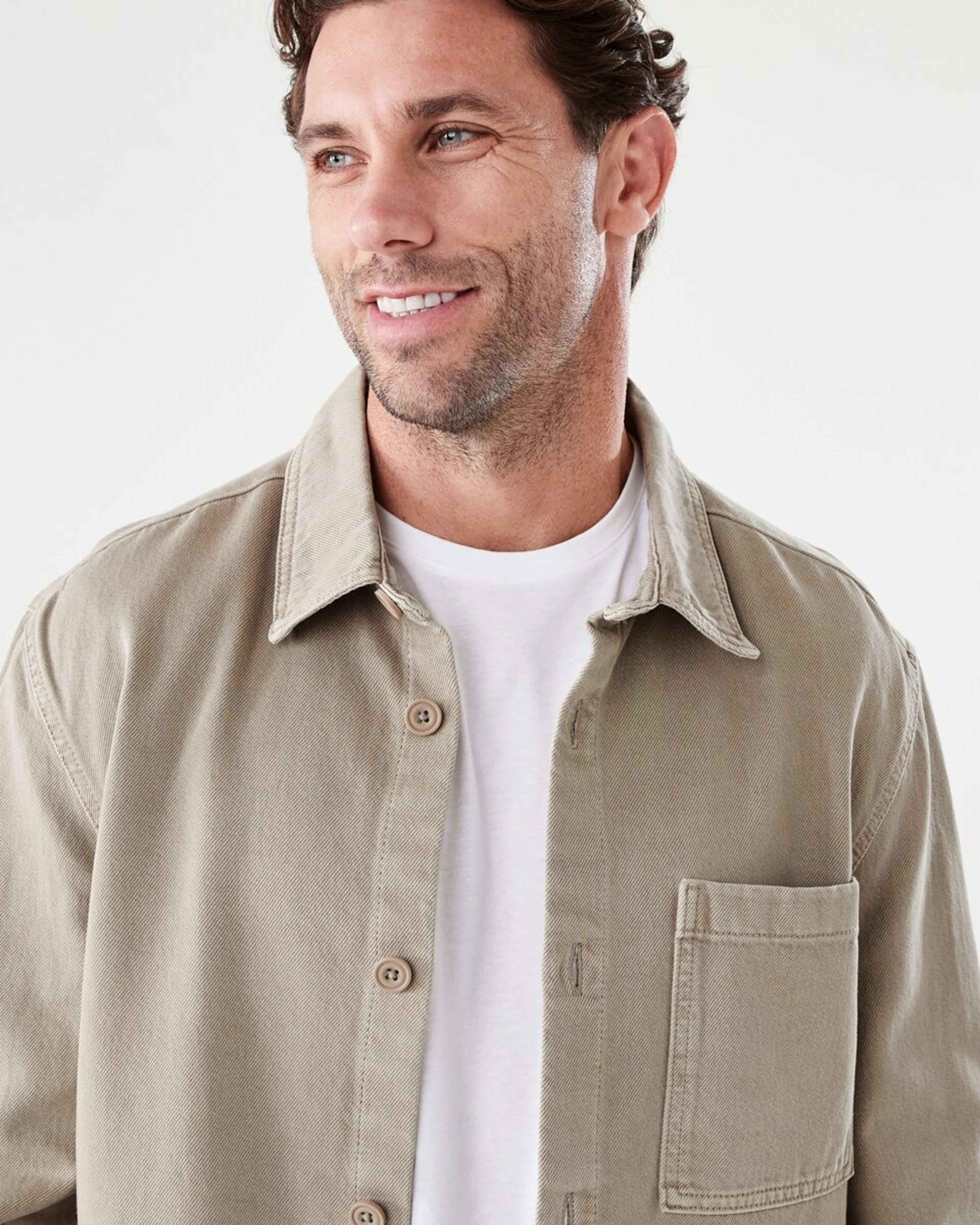 5 Long Sleeve Denim Overshirt WASHED BEIGE, 5 of 7