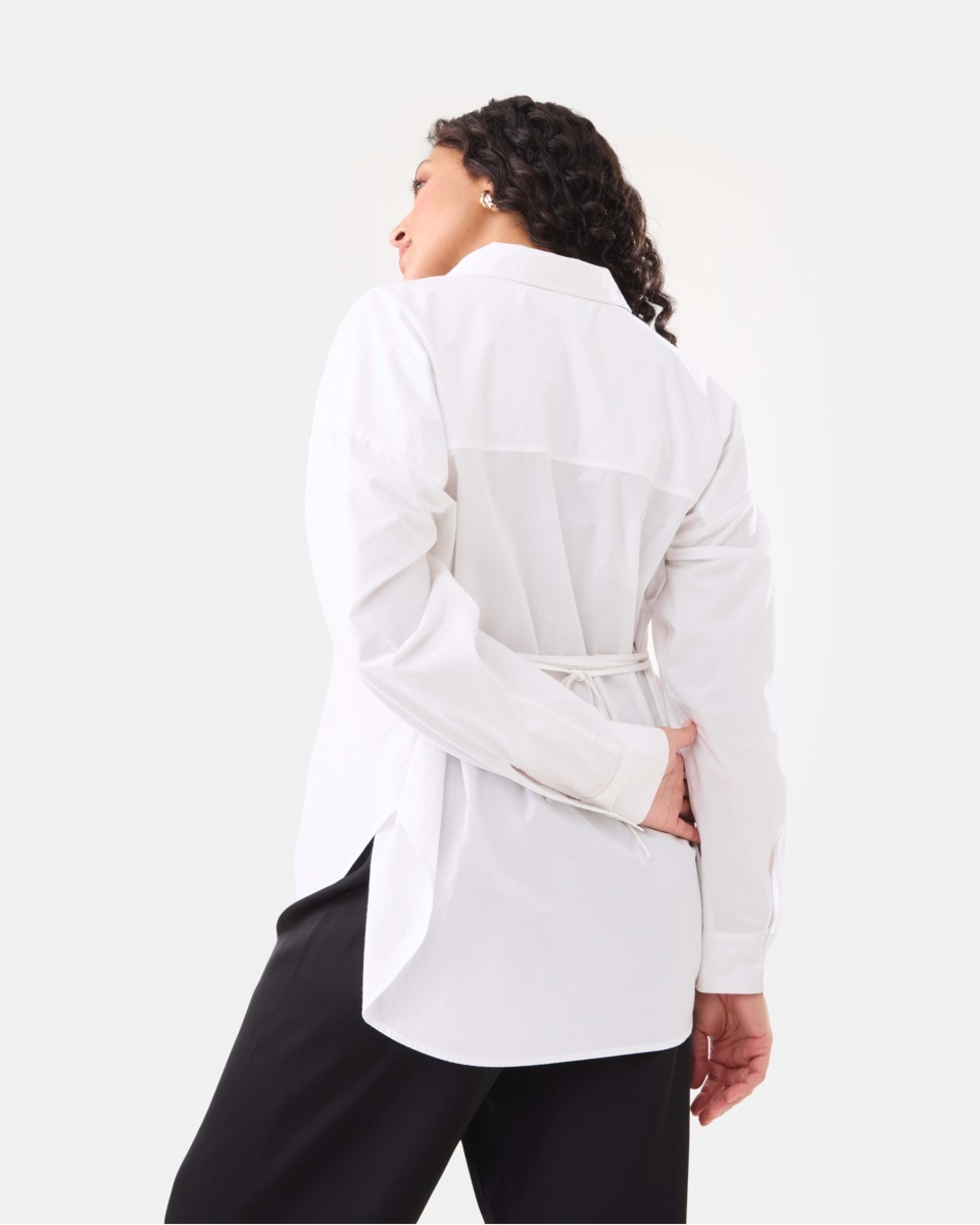 5 Long Sleeve Tie Back Detail Shirt White, 5 of 8