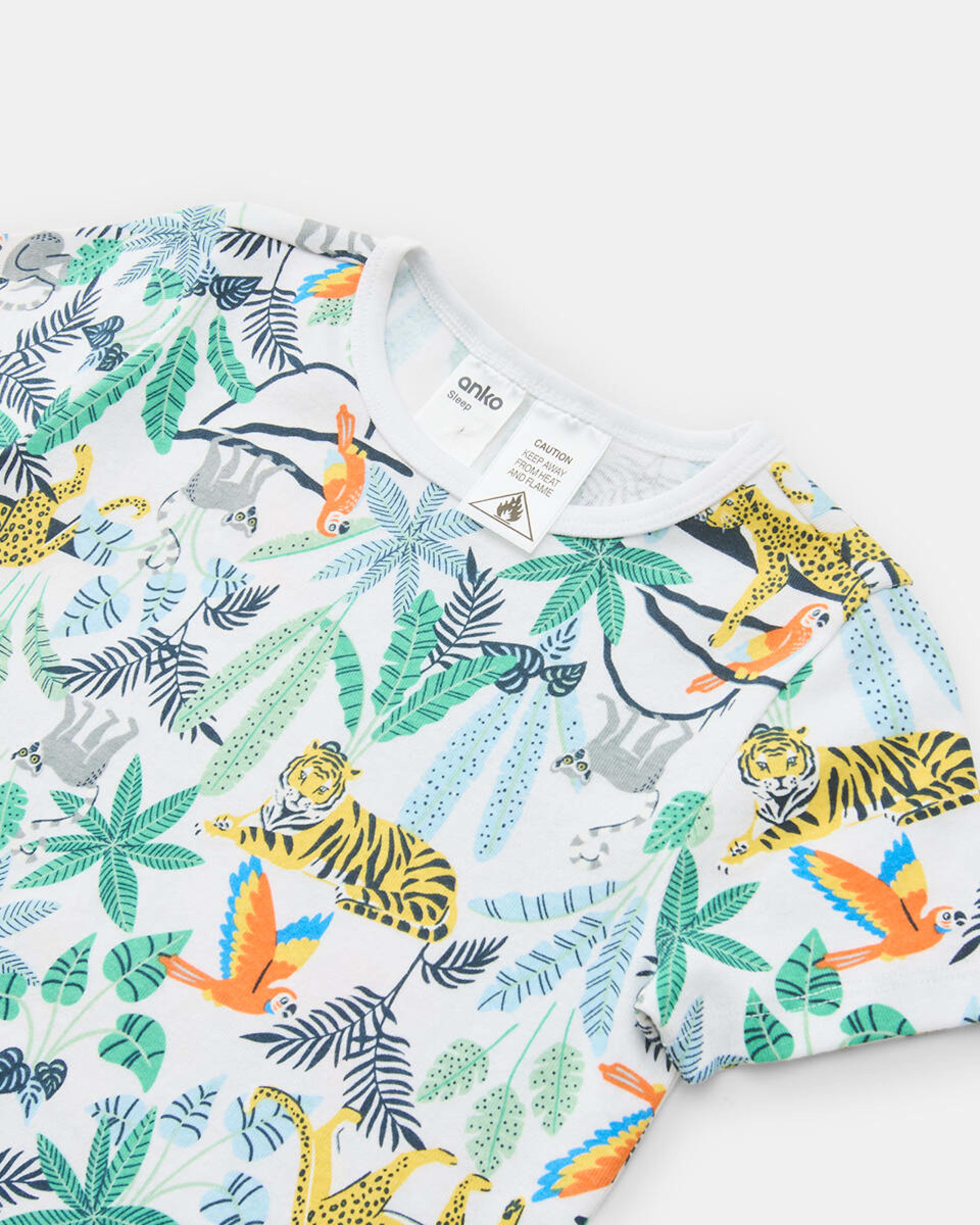 9 Short Sleeve Rib Knit Pyjama Set Multijungl, 9 of 10