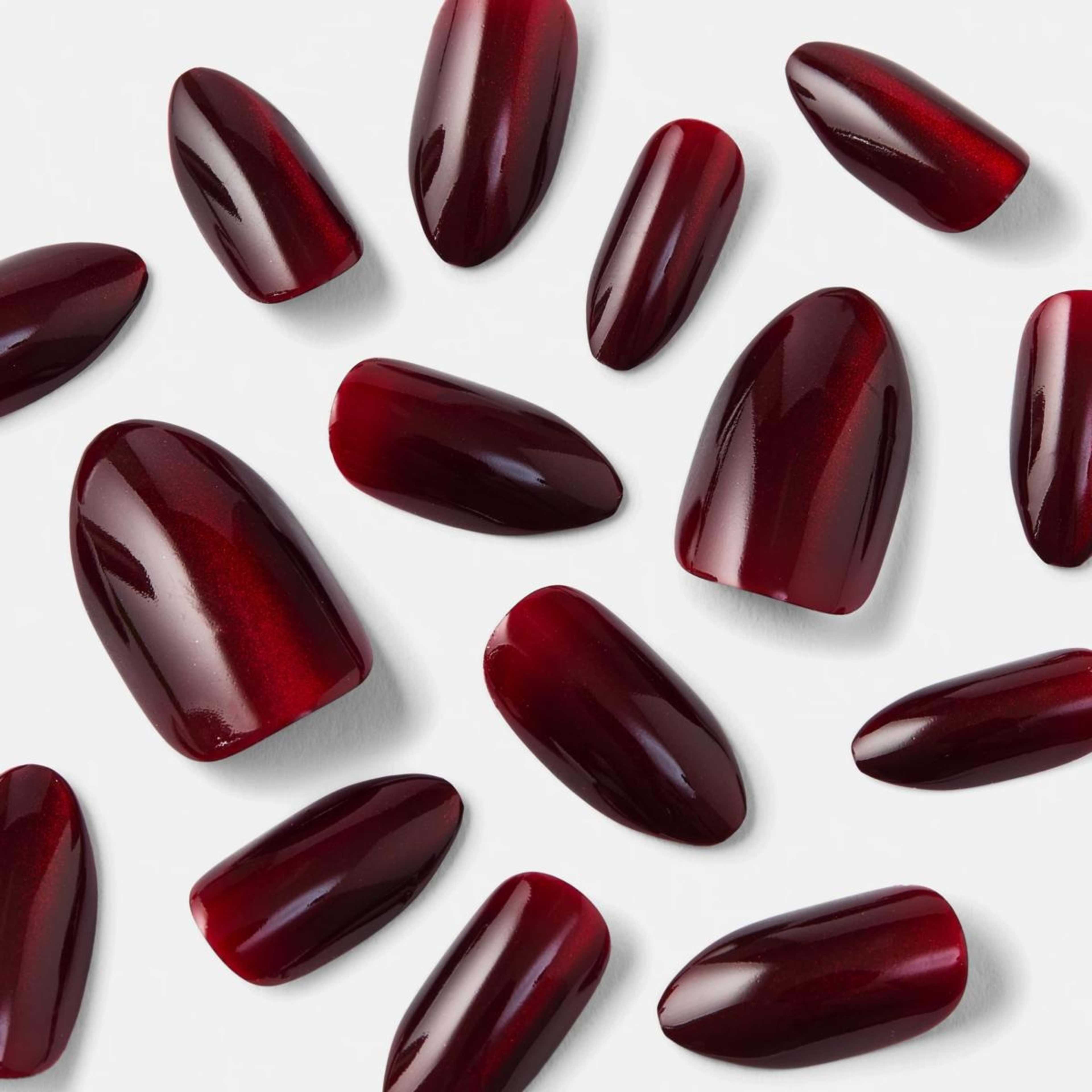 4 OXX Cosmetics 24 Pack Artificial Nails with Adhesive - Almond Shape, Red, 4 of 5