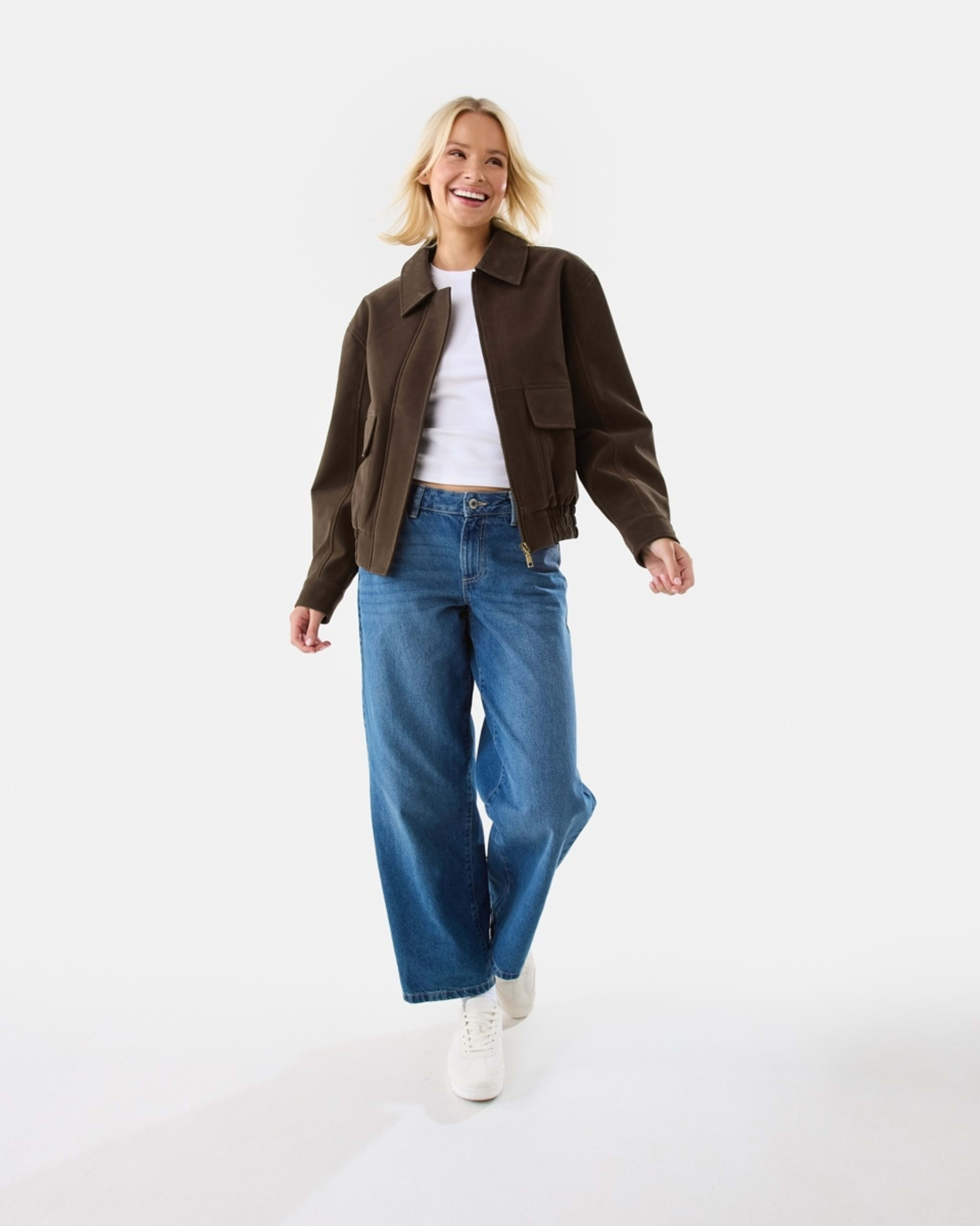 3 Suedette Oversized Bomber Jacket Melt Brown, 3 of 8