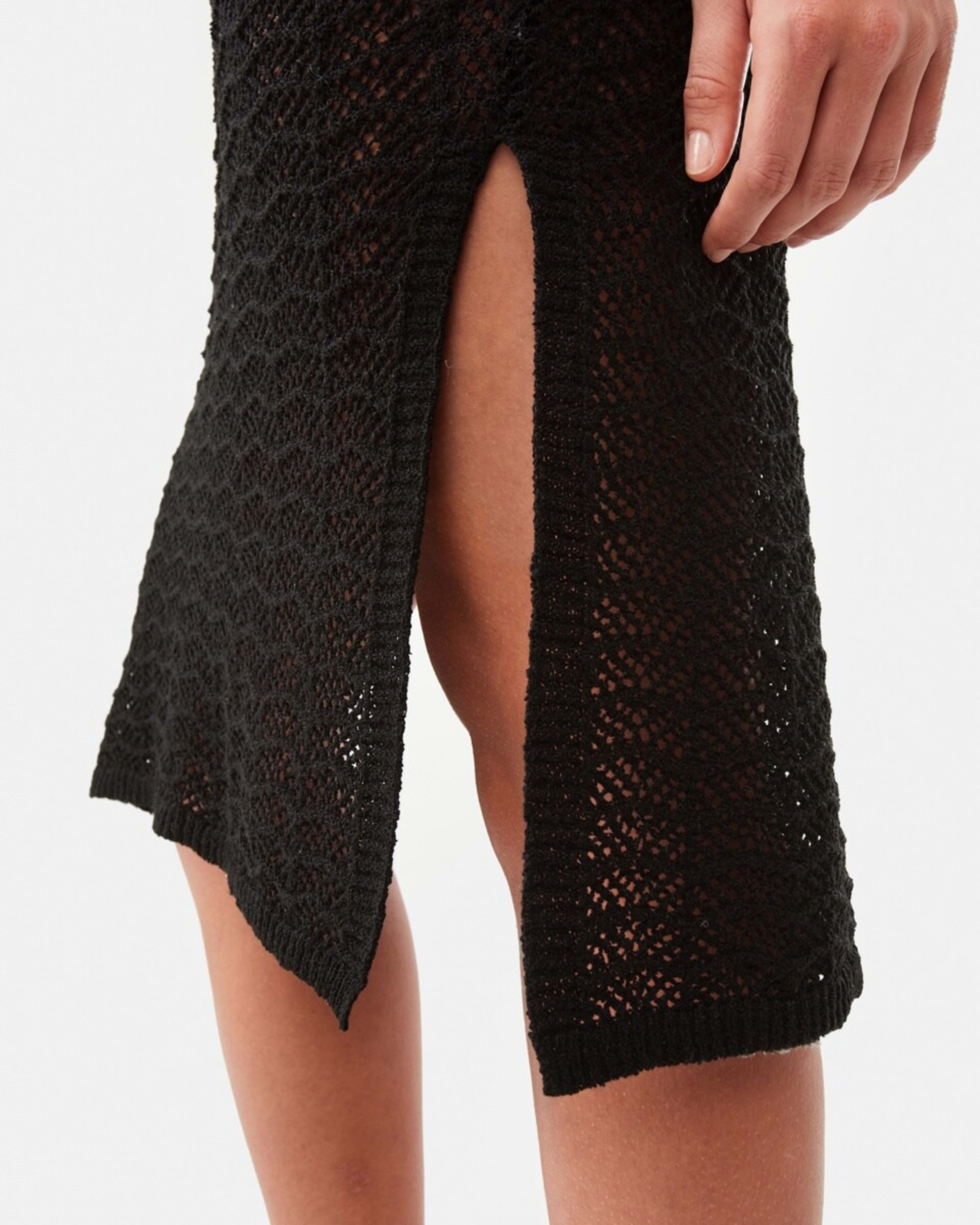 7 Sleeveless Wave Crochet Midi Dress Black, 7 of 10