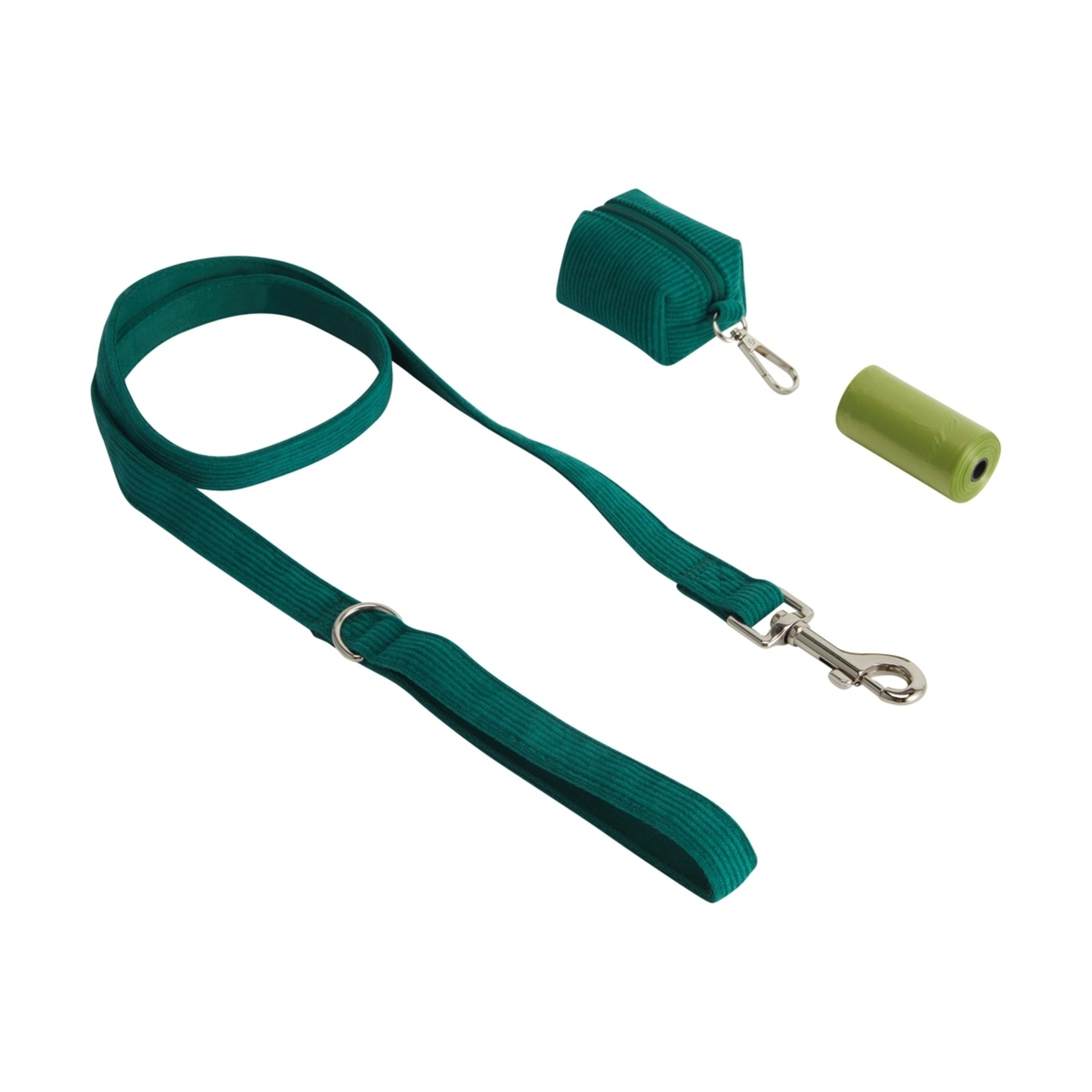 1 Pet Corduroy Lead and Poo Bag Holder