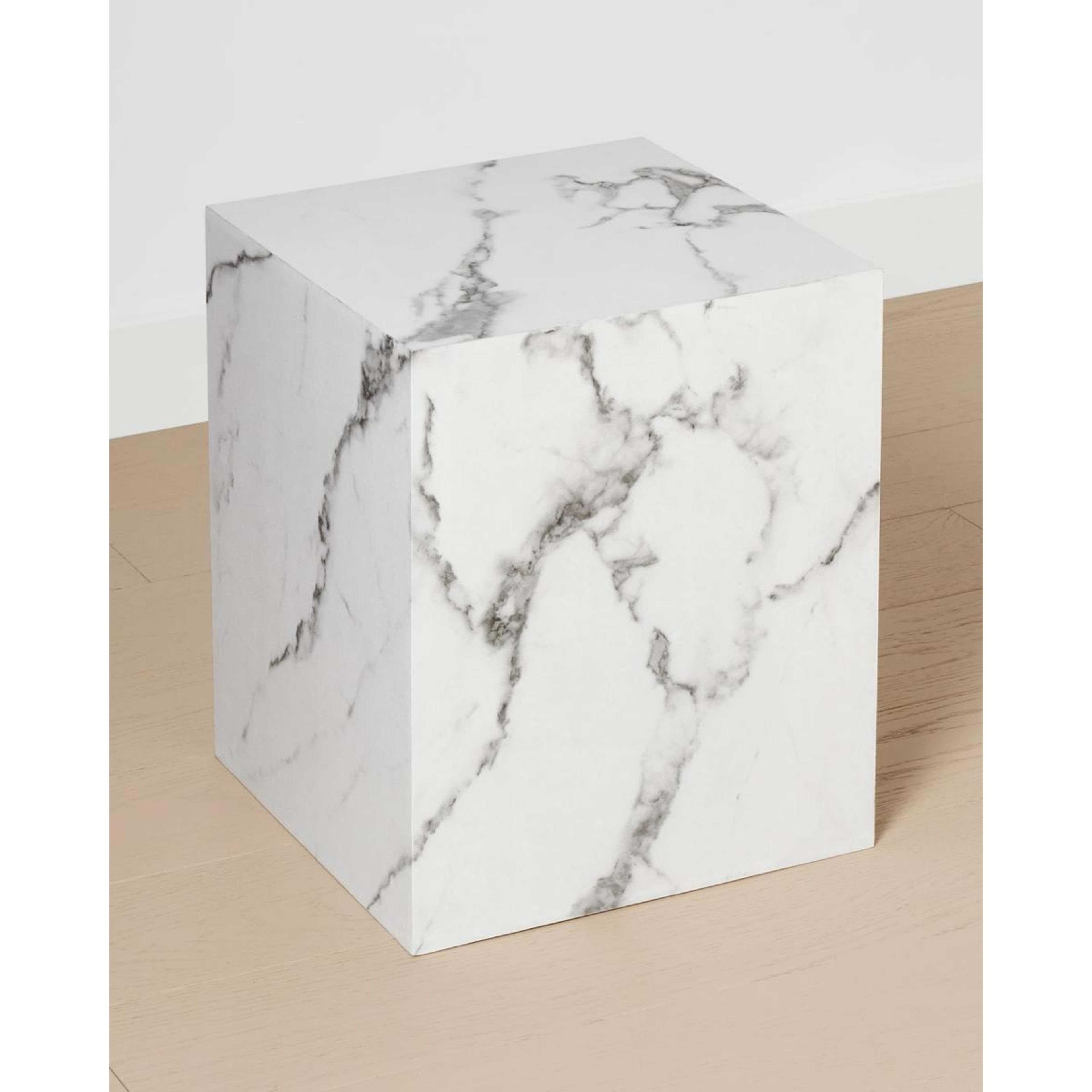 2 White Marble Look Side Table, 2 of 5