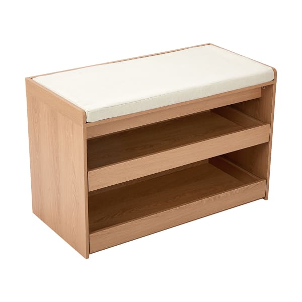 Oak Shoe Storage Bench with Drawers