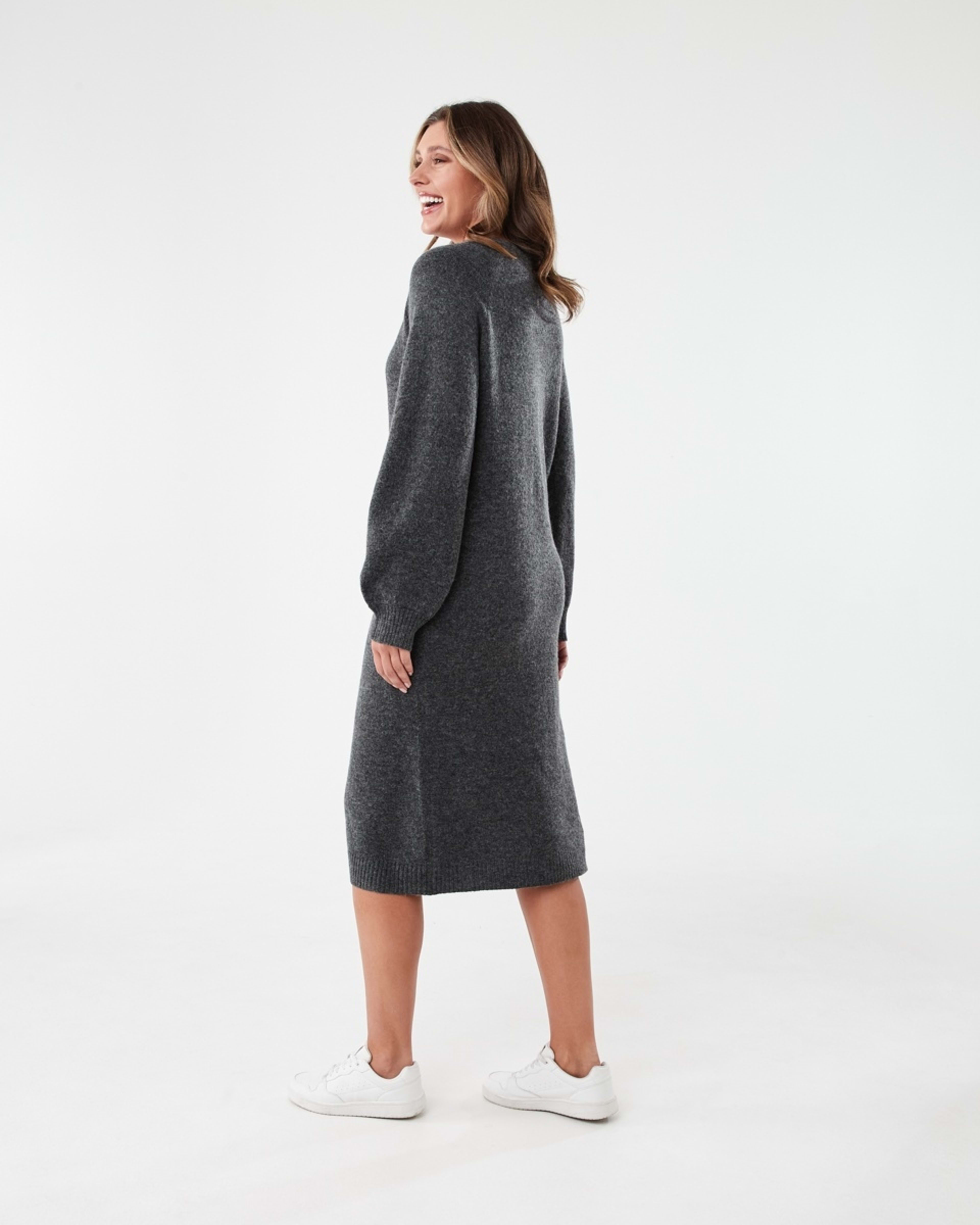 2 Long Sleeve Cardigan Knit Midi Dress Gry Chmrle, 2 of 6