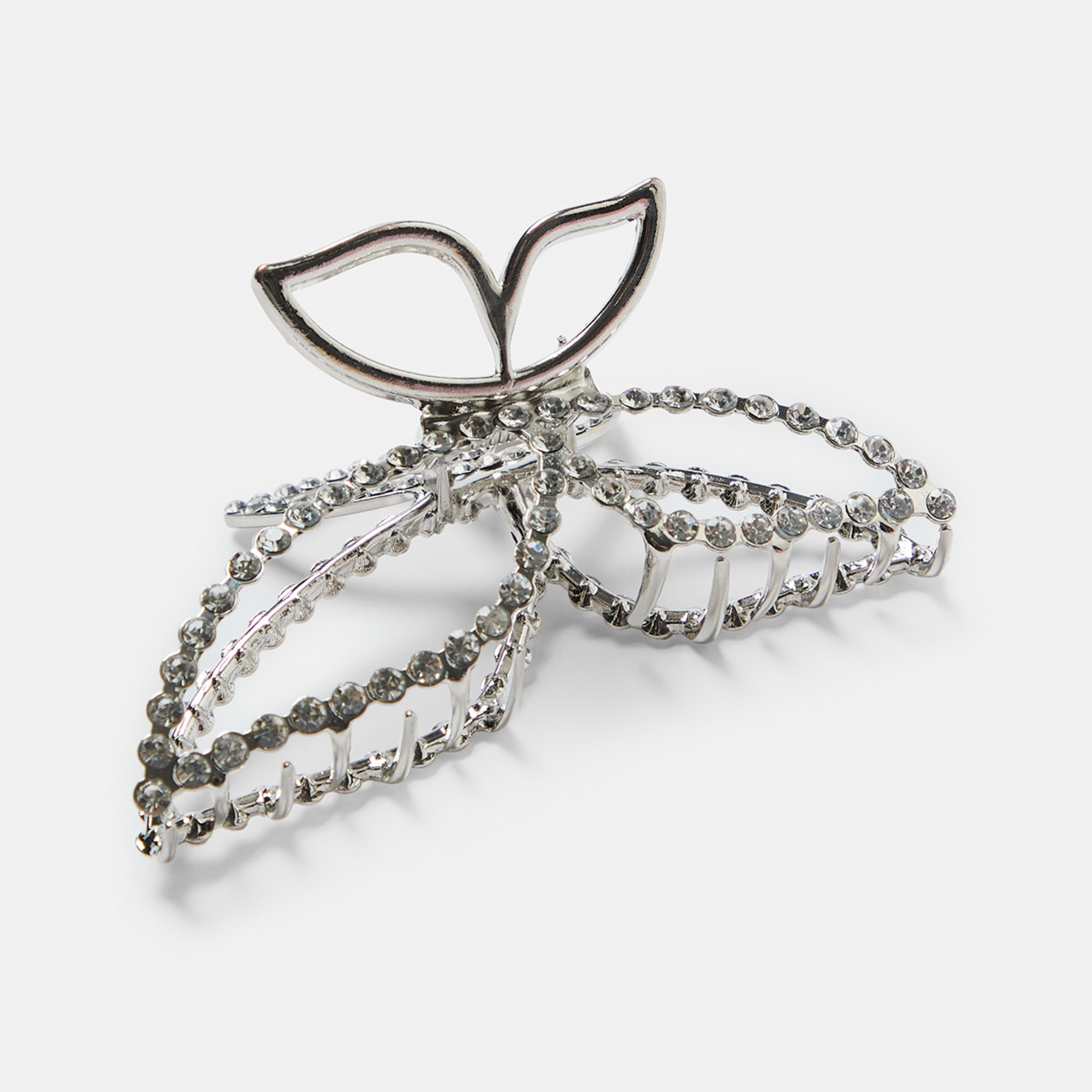 2 Silver Tone Diamante Butterfly Claw Hair Clip Diamante, 2 of 5