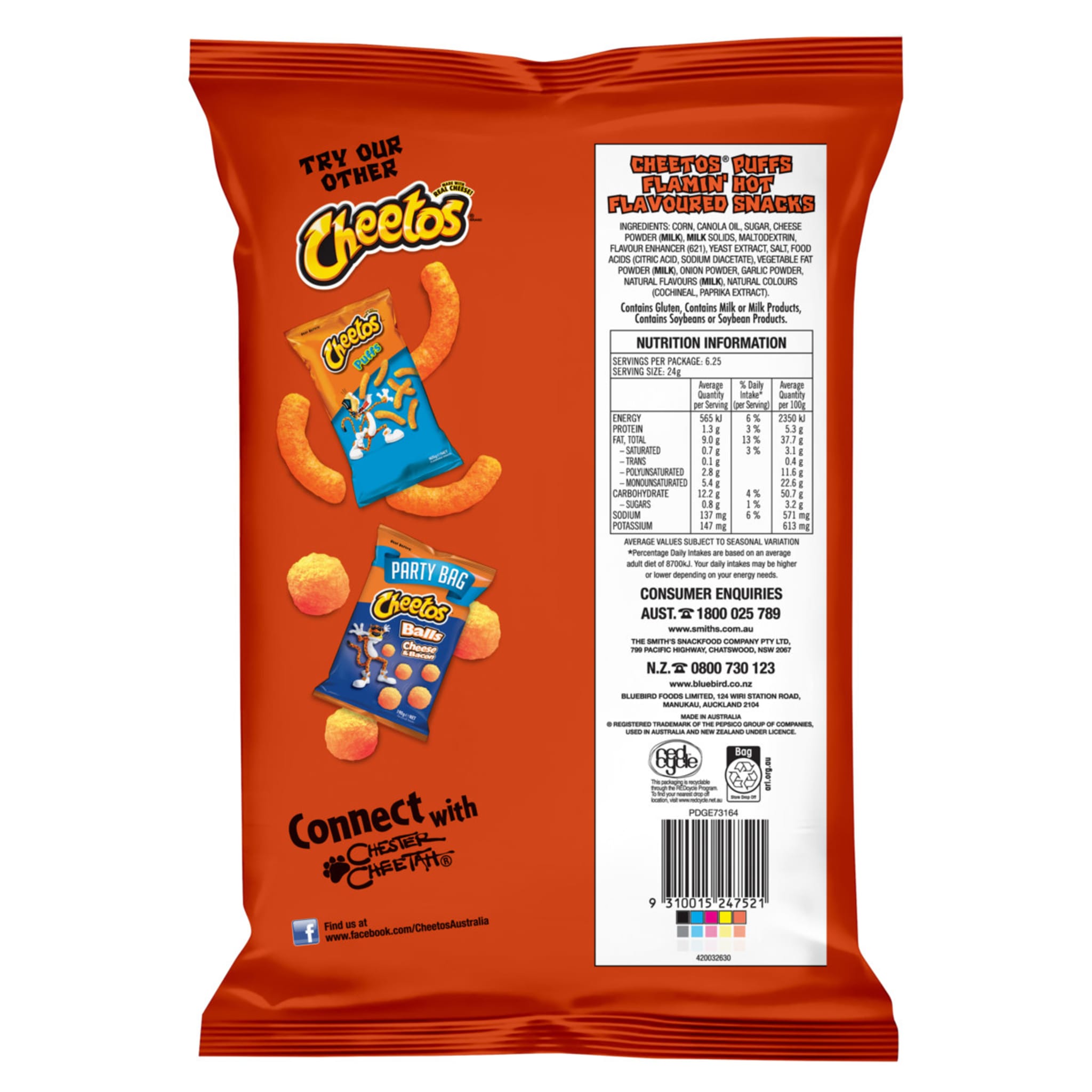 Cheetos Flamin' Hot Puffs Party Bag 150g Kmart