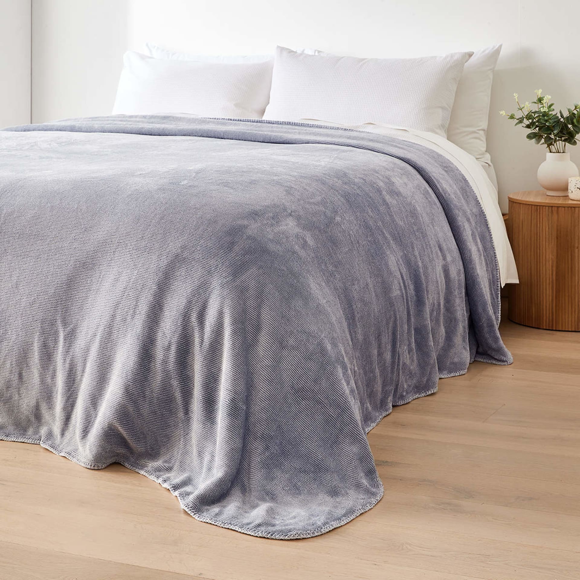 Oscar Sherpa Reverse Blanket Double/Queen Bed, Grey Kmart
