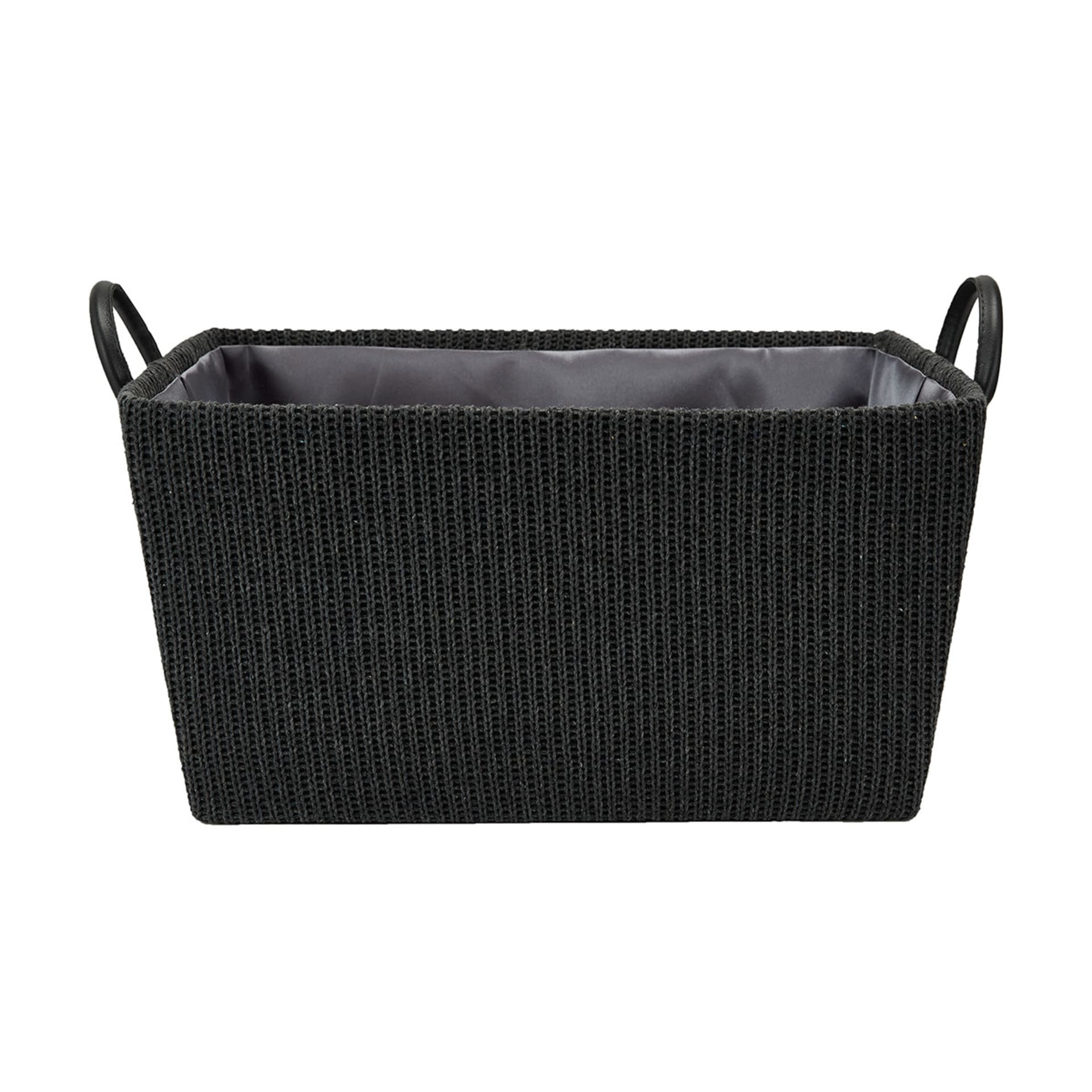 Rectangle Knitted Basket with Handles Charcoal Kmart