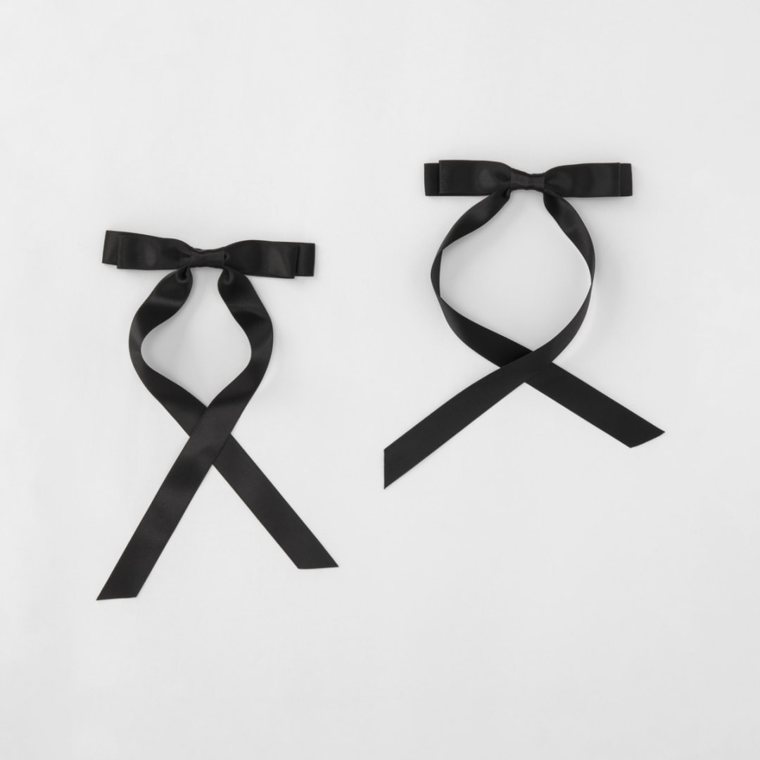 2 Pack Black Ribbon Bow Slide Hair Clips Kmart