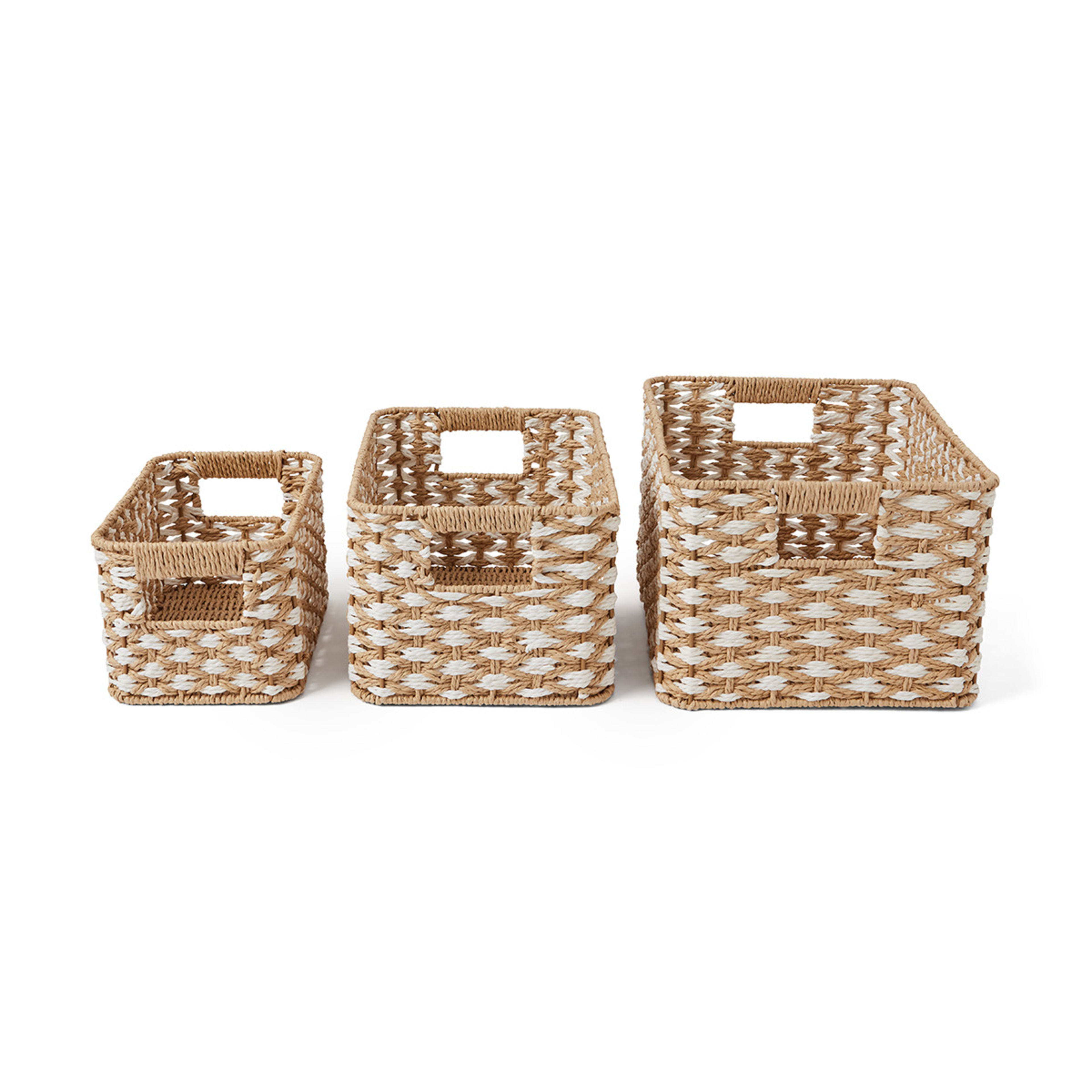 Set of 3 Rectangle Baskets Brown Kmart