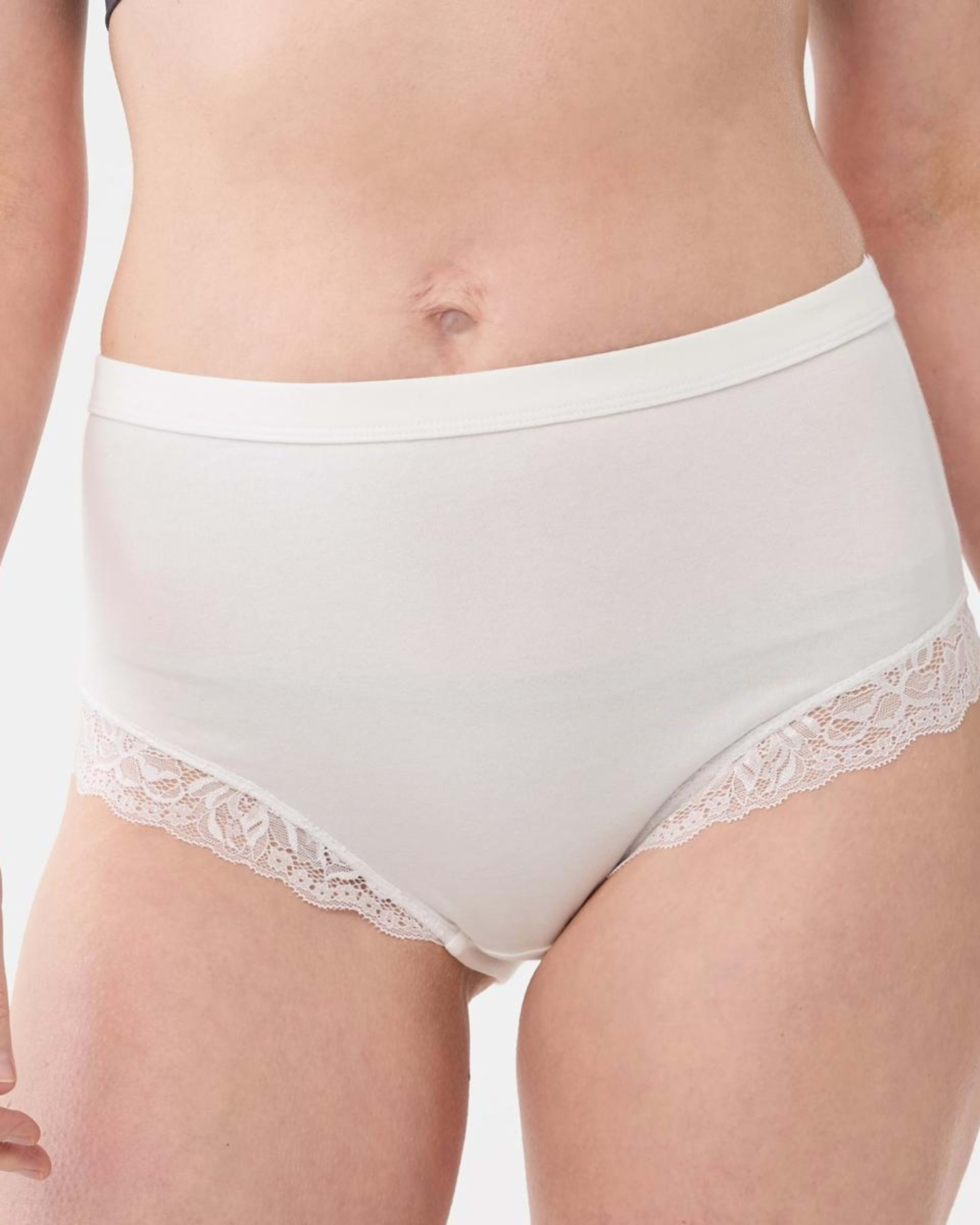 3 3 Pack Lace Trim Cotton Full Briefs BRIGHT LAVENDER, CLOUD DANCER, DEEP NAVY, 3 of 7