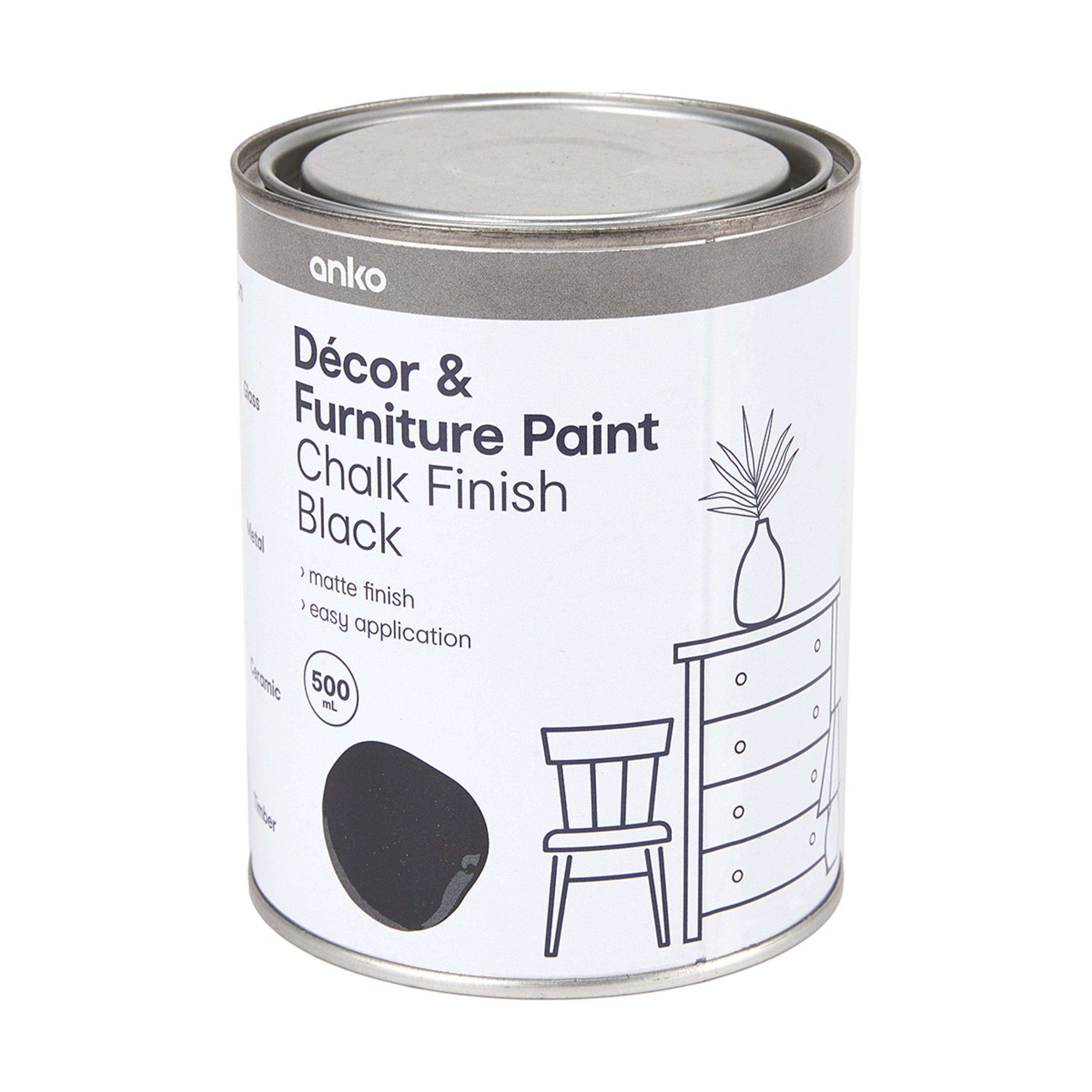 Decor & Furniture Paint Chalk Finish Black Kmart