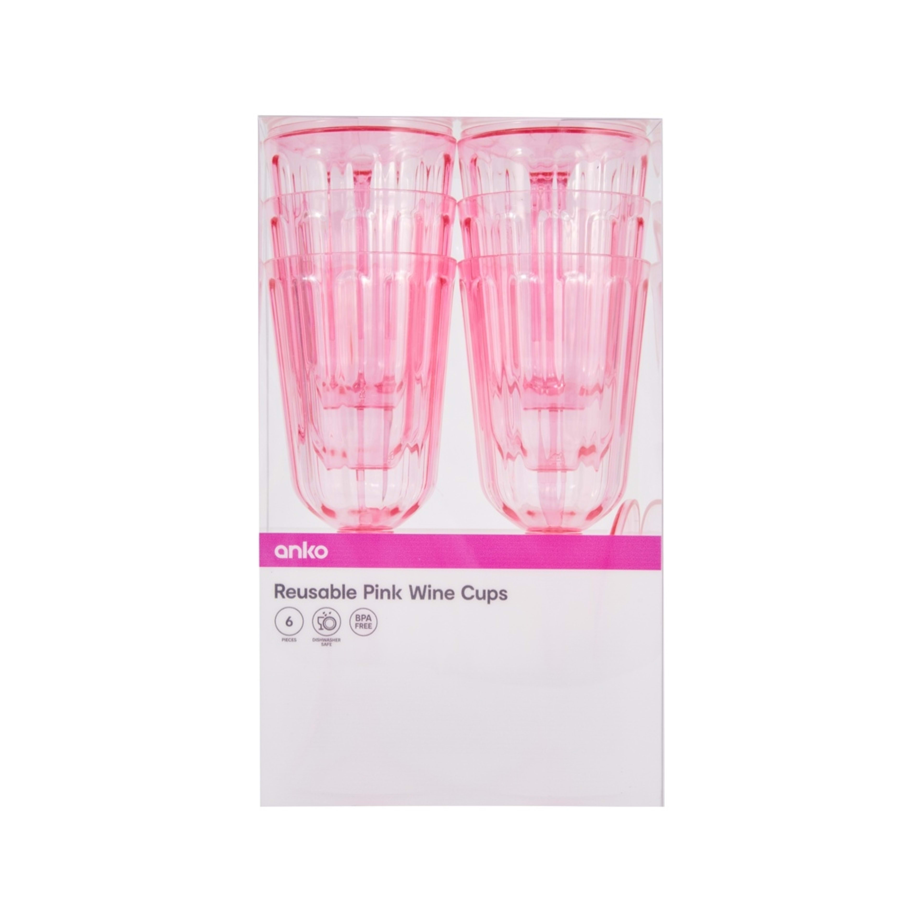 5 6 Piece Reusable Pink Wine Cups, 5 of 5