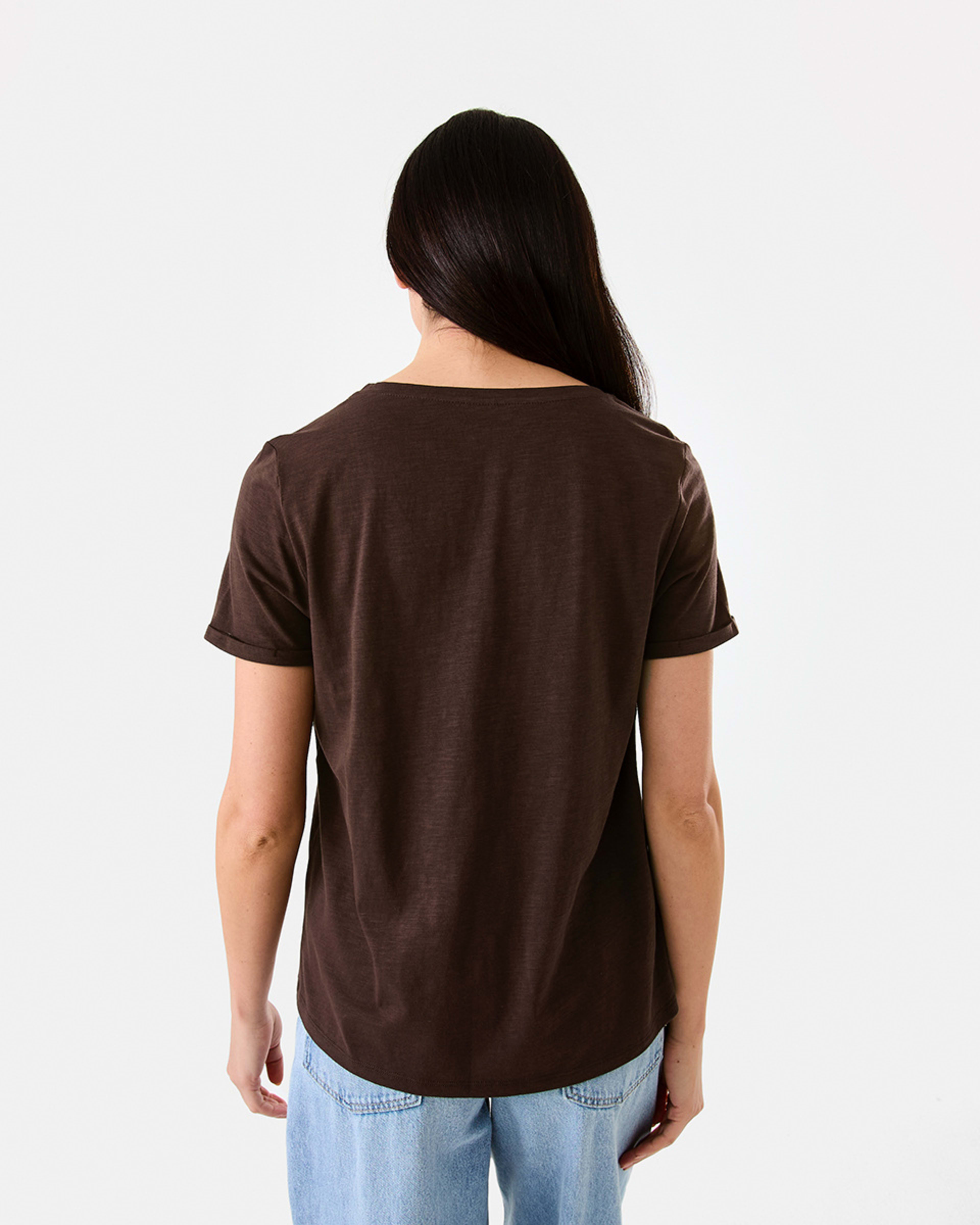 3 Short Sleeve Slub V-neck T-shirt Melt Brown, 3 of 5