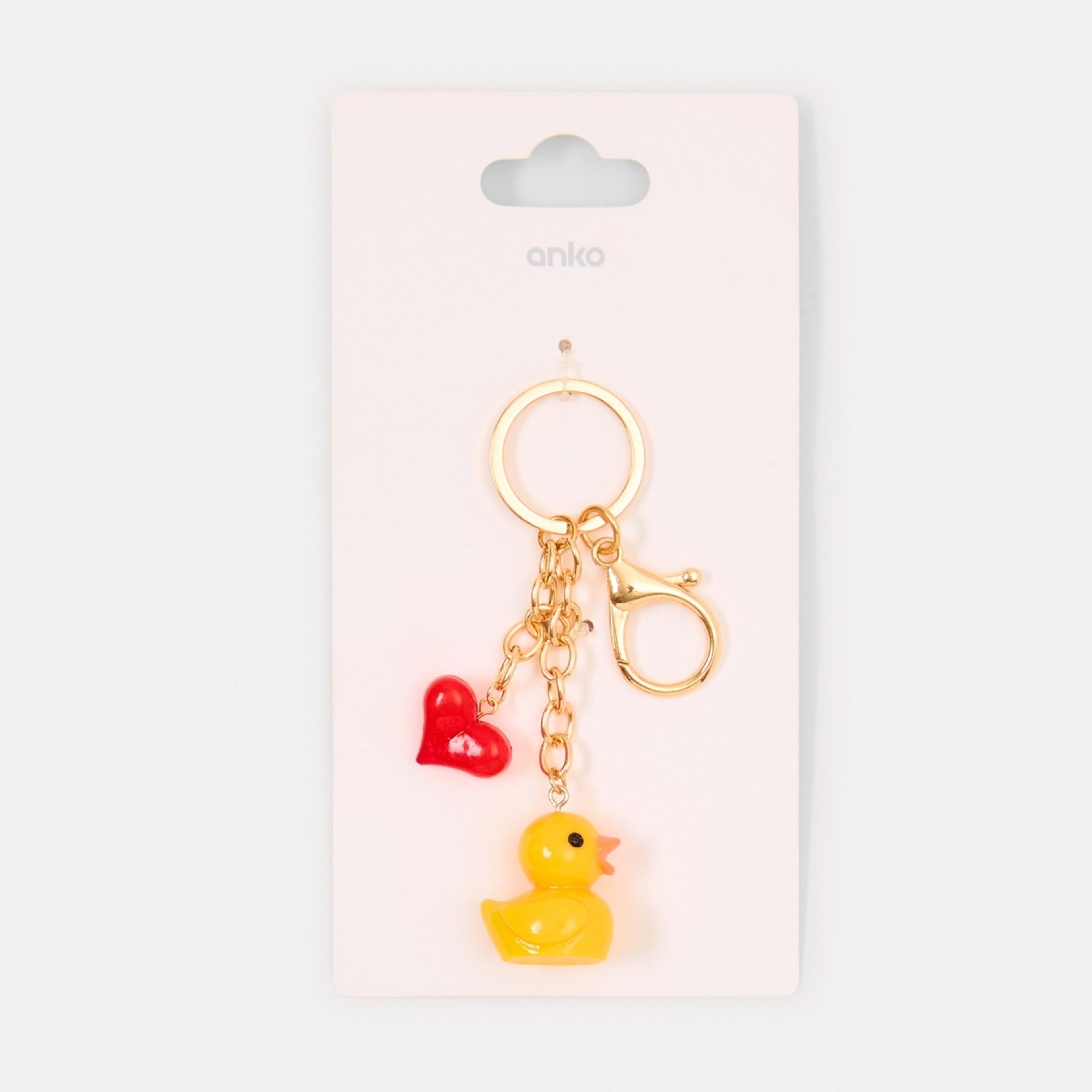 3 Duck Bag Charm Keyring - Red, Yellow and Gold Tone, 3 of 3