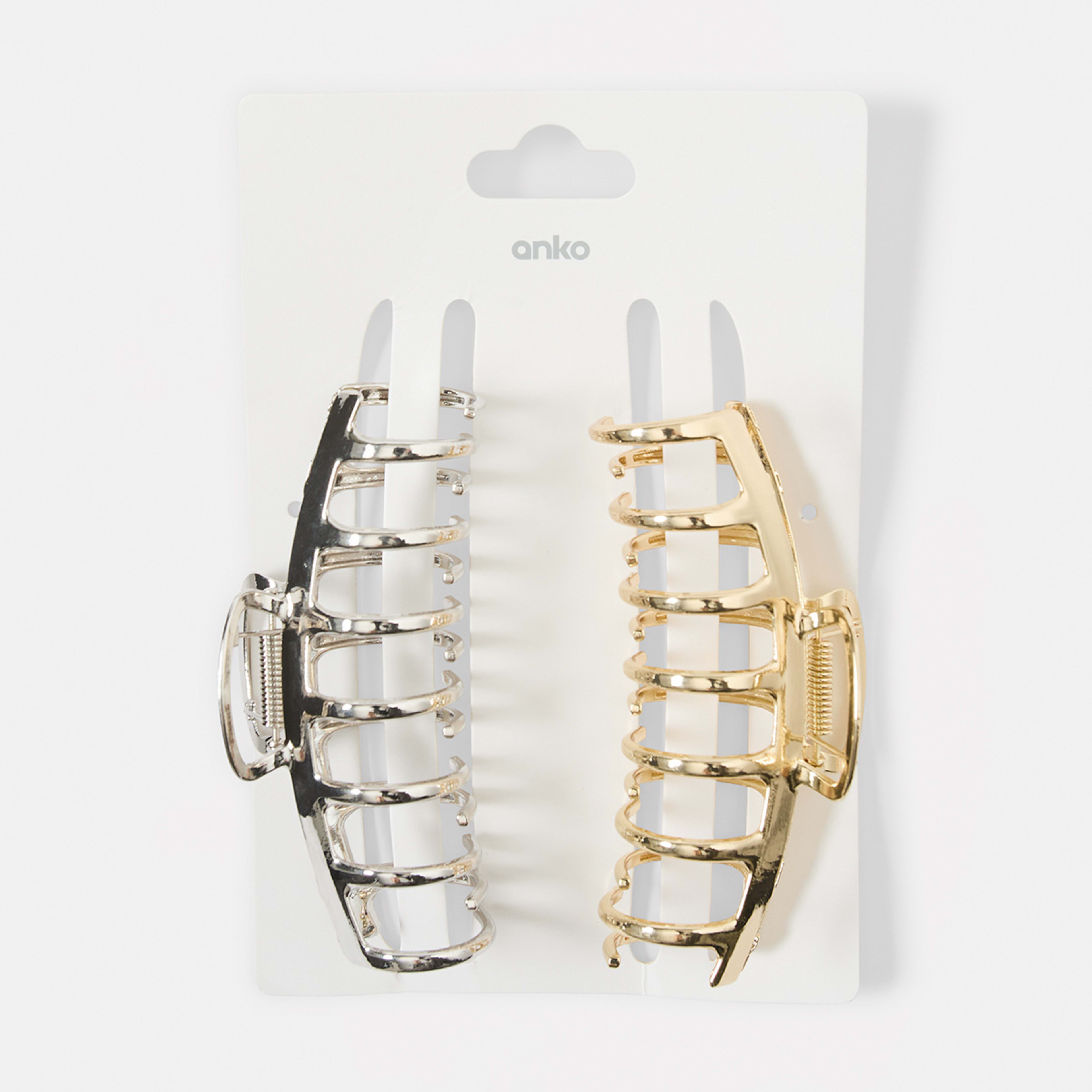 7 2 Pack Gold Tone and Silver Tone Barrel Claw Hair Clips, 7 of 7