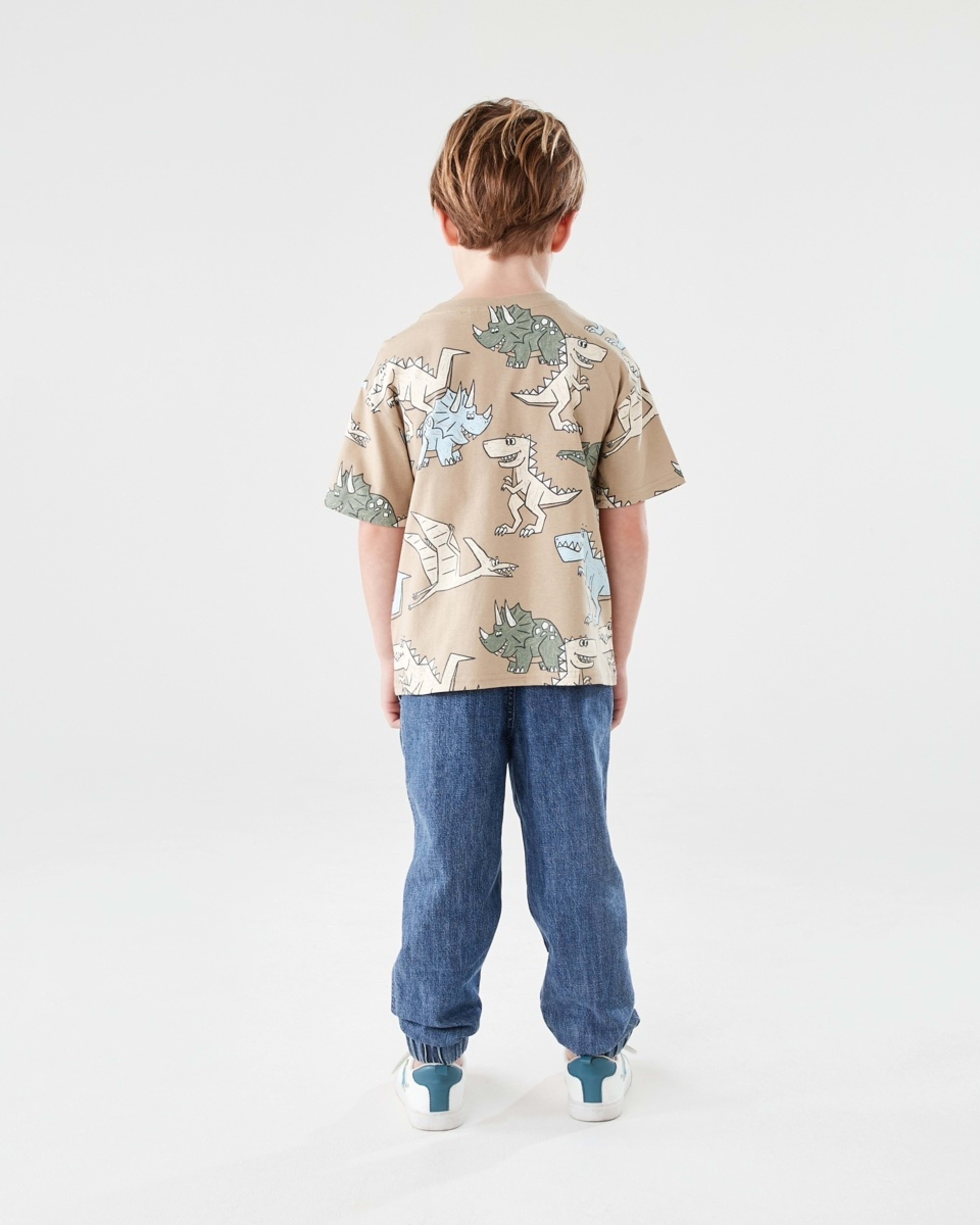 6 All Over Print T-shirt SCRIBBLY DINOS LIGHT BROWN, 6 of 6