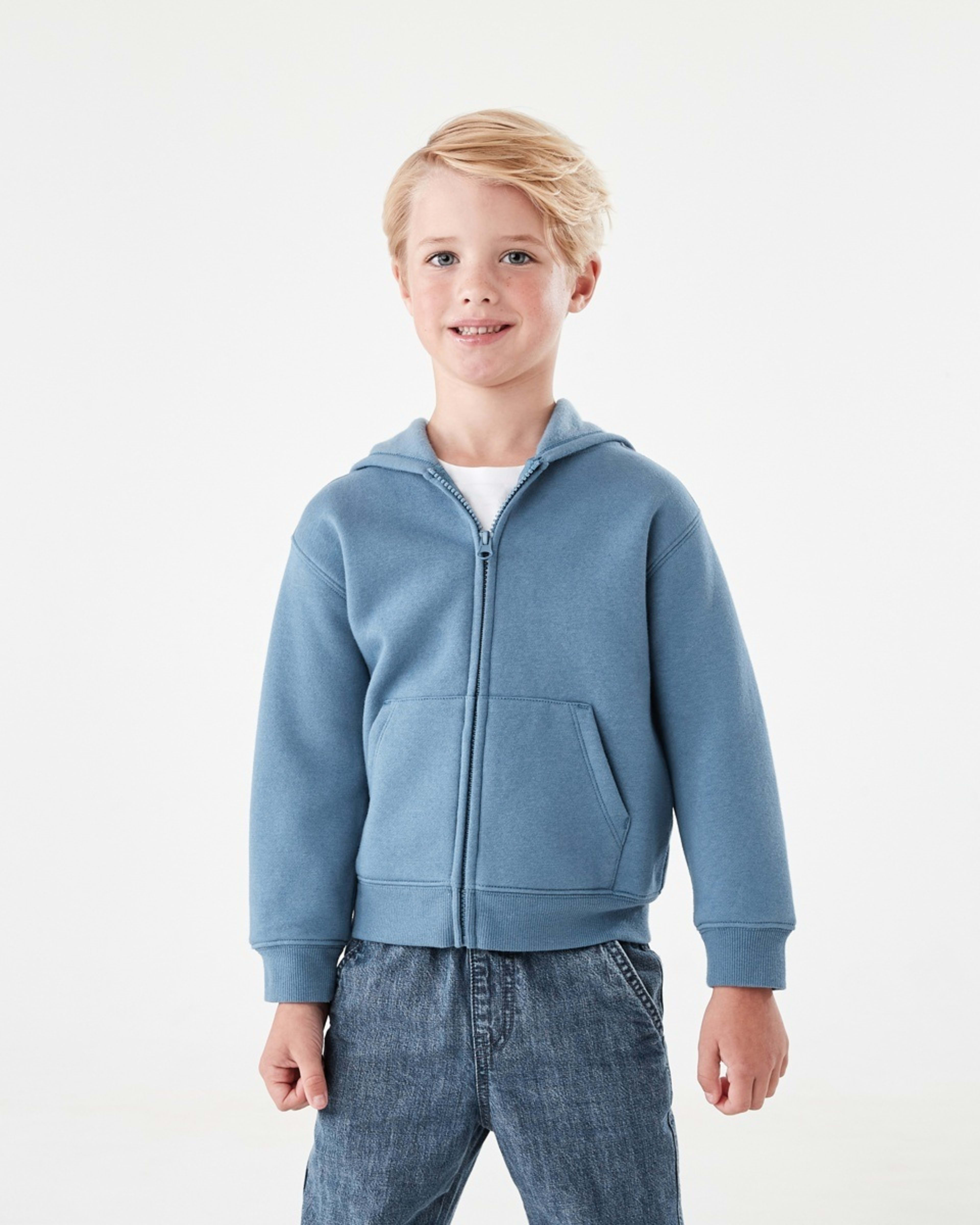 2 Plain Zip Through Hoodie Copen Blue, 2 of 10