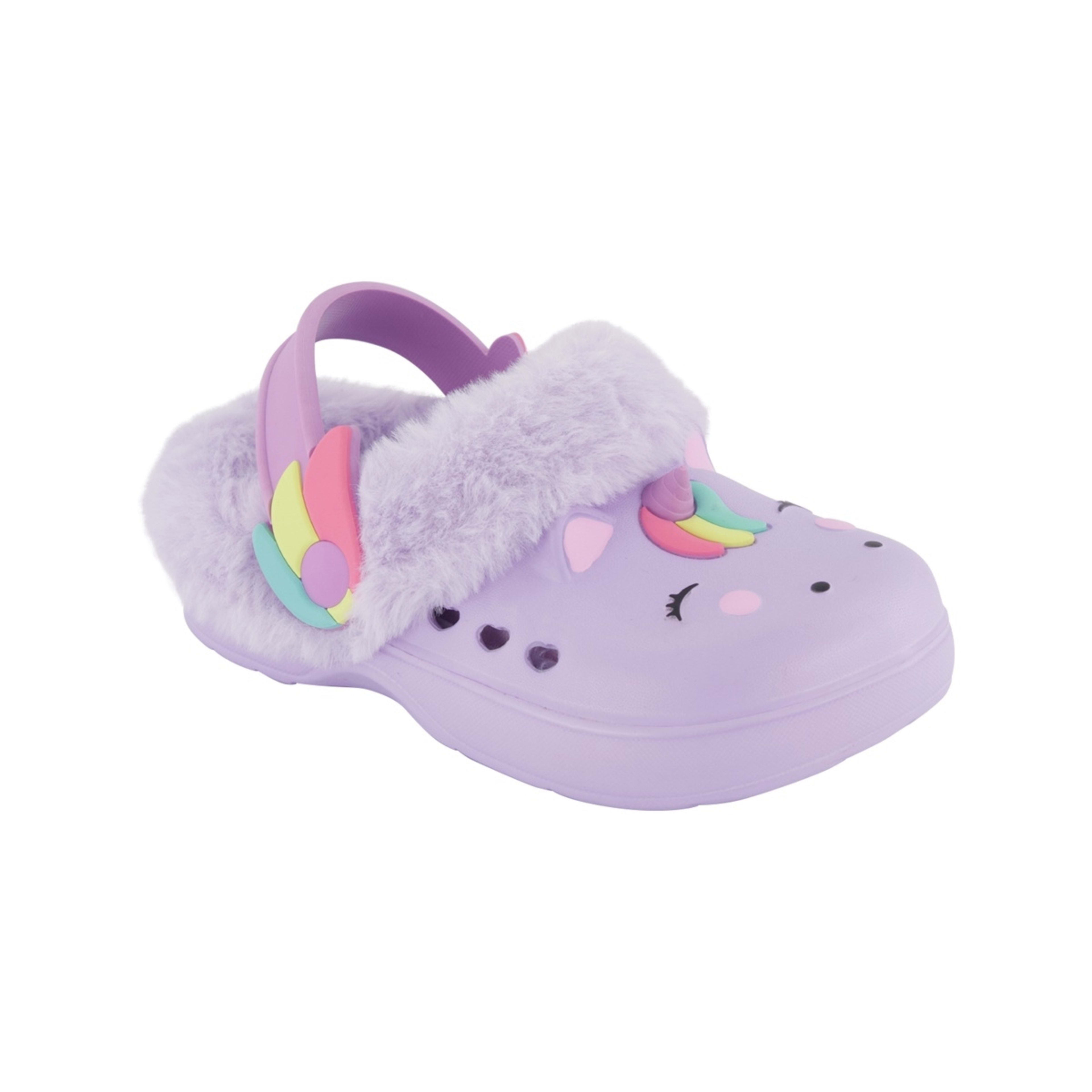 1 Junior Faux Fur Lined Clogs Ashley Lilac Unicorn, 1 of 4