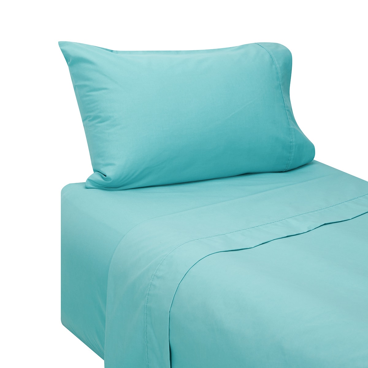 180 Thread Count Sheet Set Single Bed, Aqua Kmart