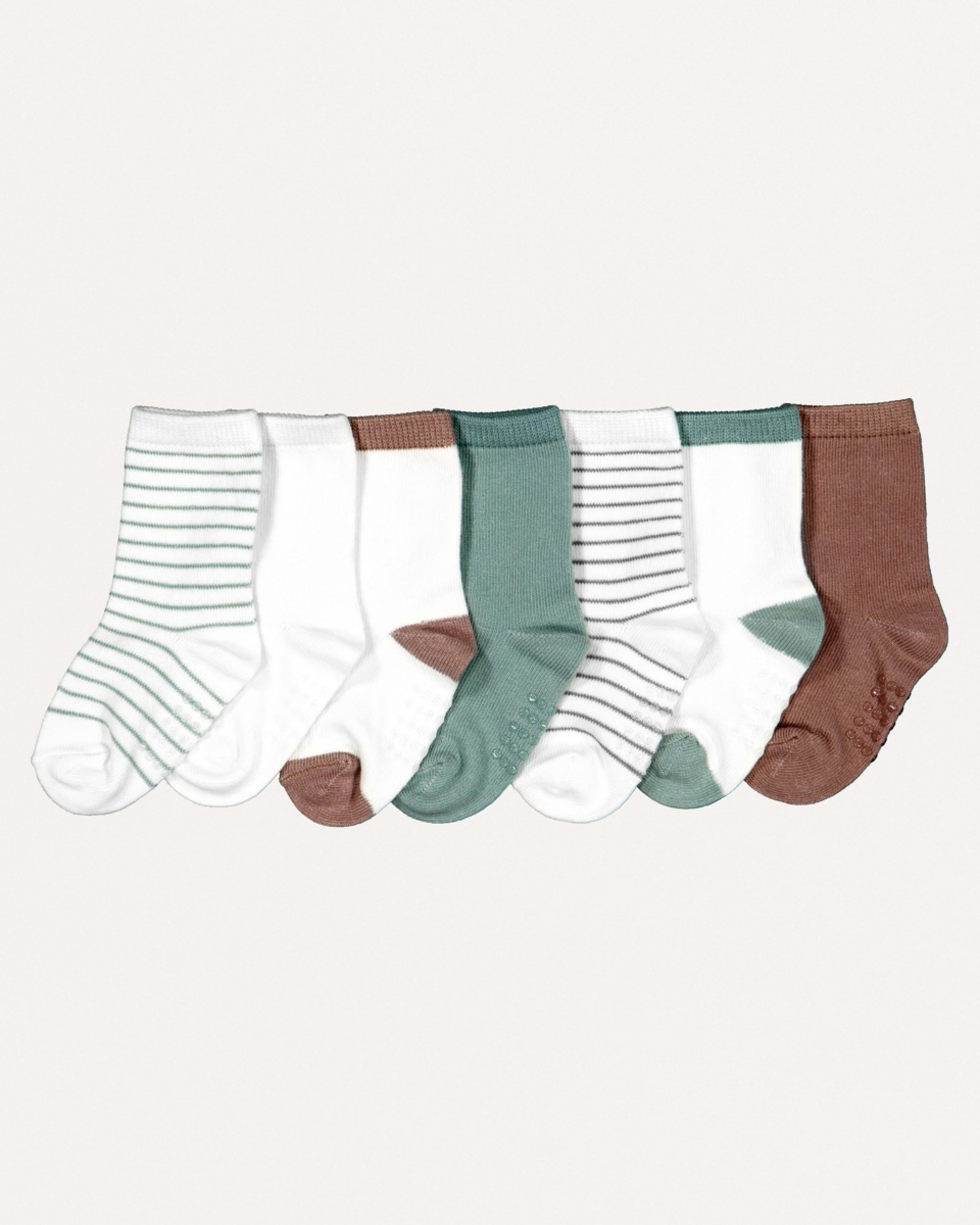 1 7 Pack Crew Socks Grn Stripe, 1 of 2