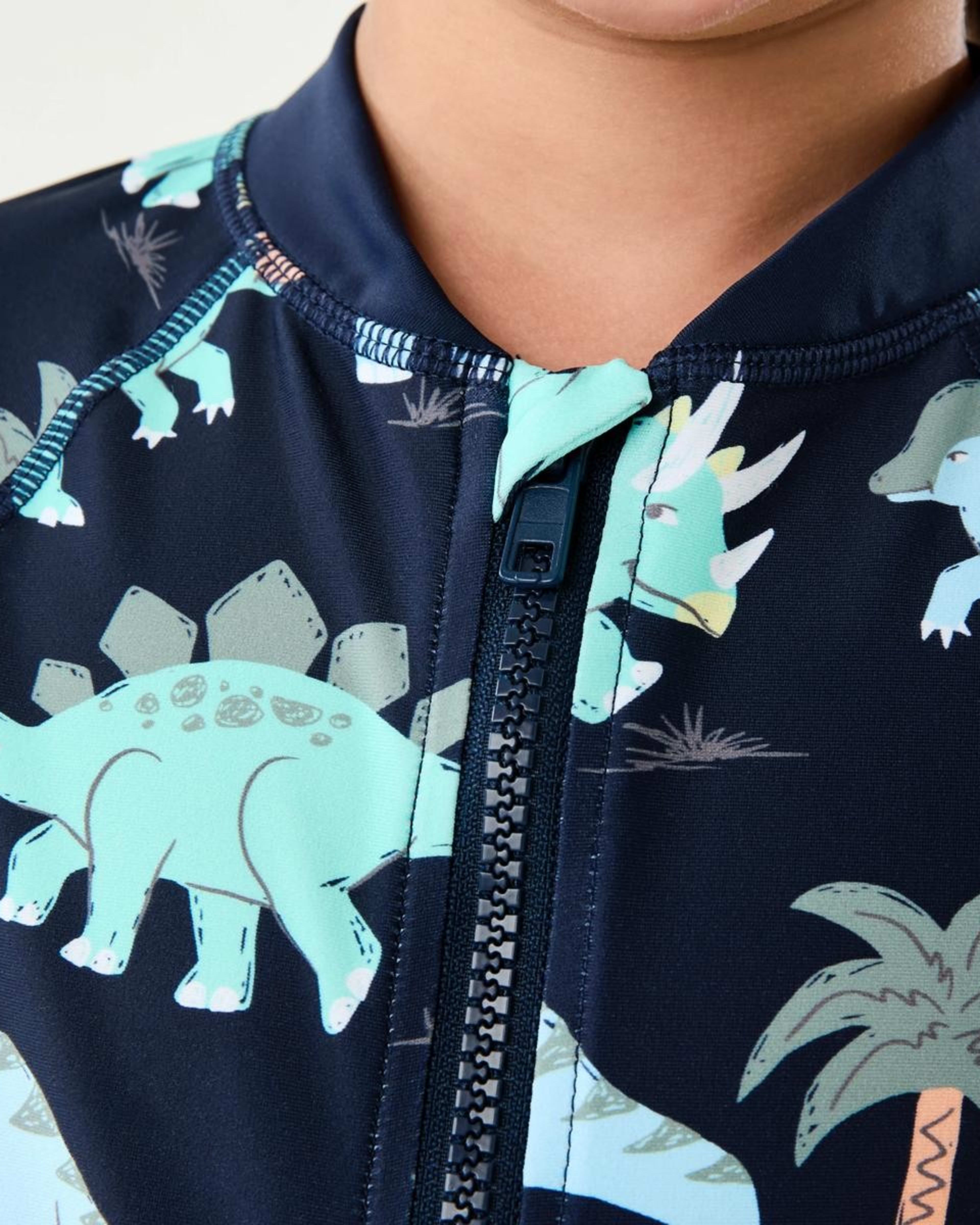4 Long Sleeve Swimsuit DINO SCRIBBLE DRESS BLUE, 4 of 7