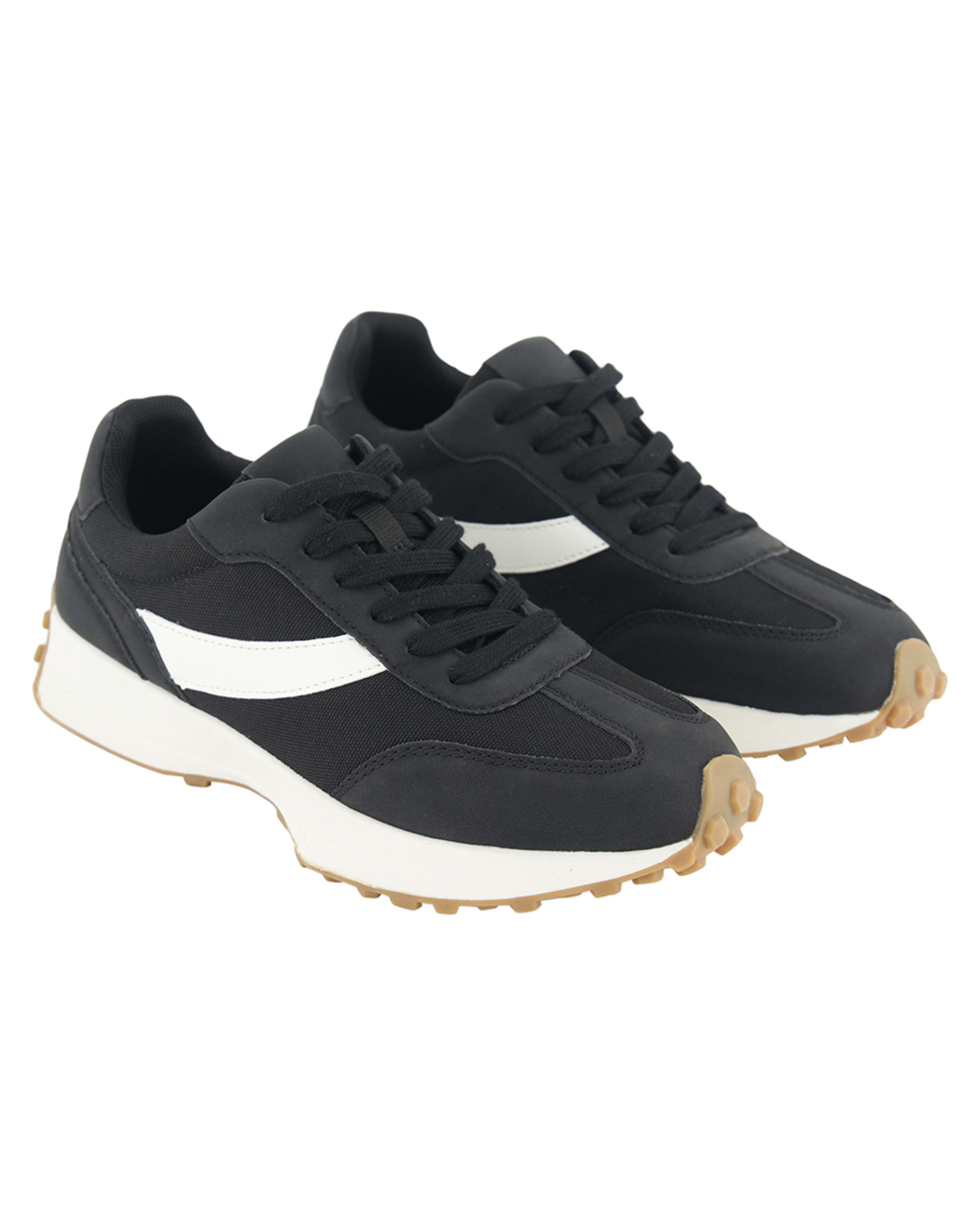 4 Retro Look Lace-Up Sneakers Black, 4 of 5