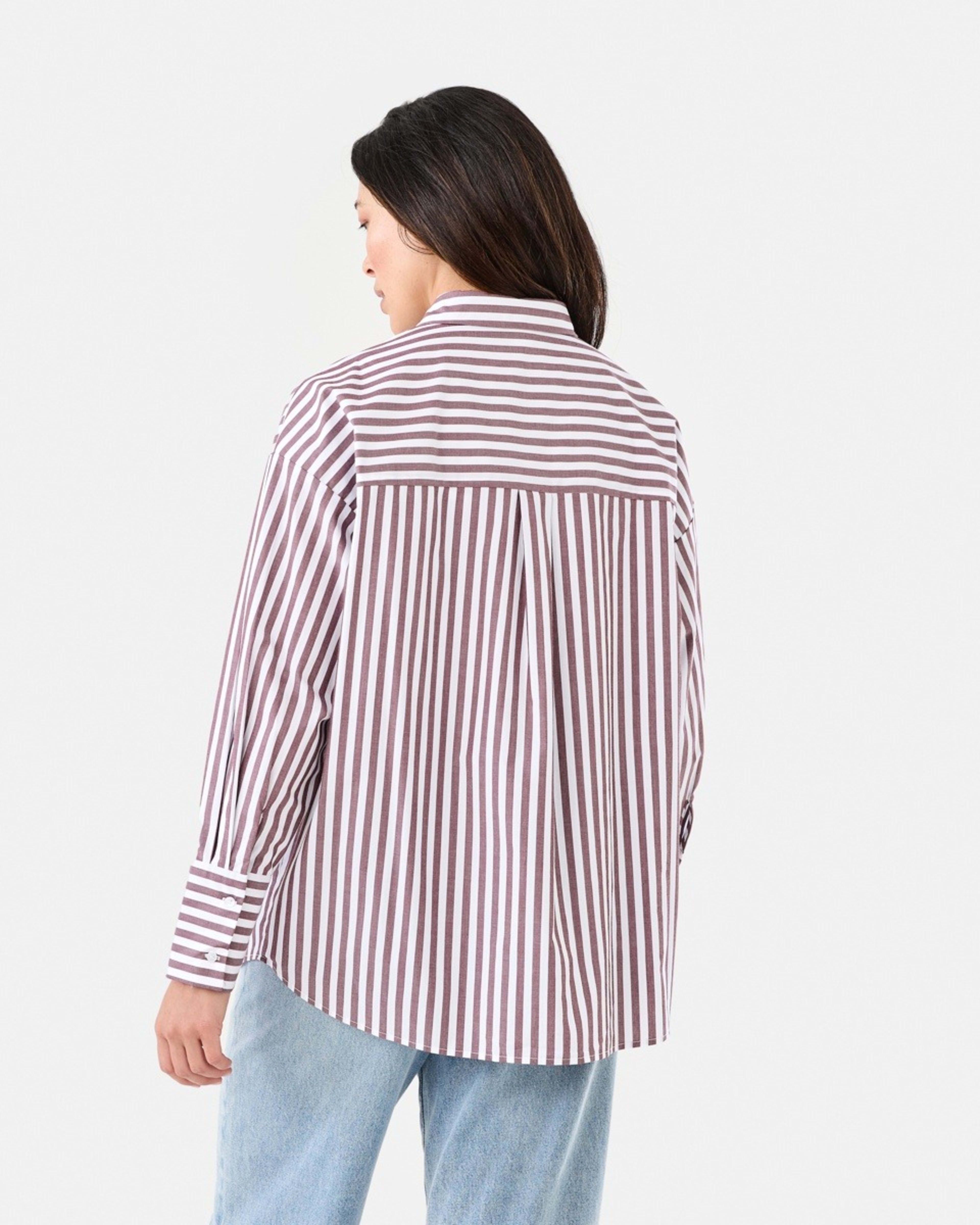 4 Long Sleeve Oversized Cotton Shirt Deep Strpe, 4 of 8
