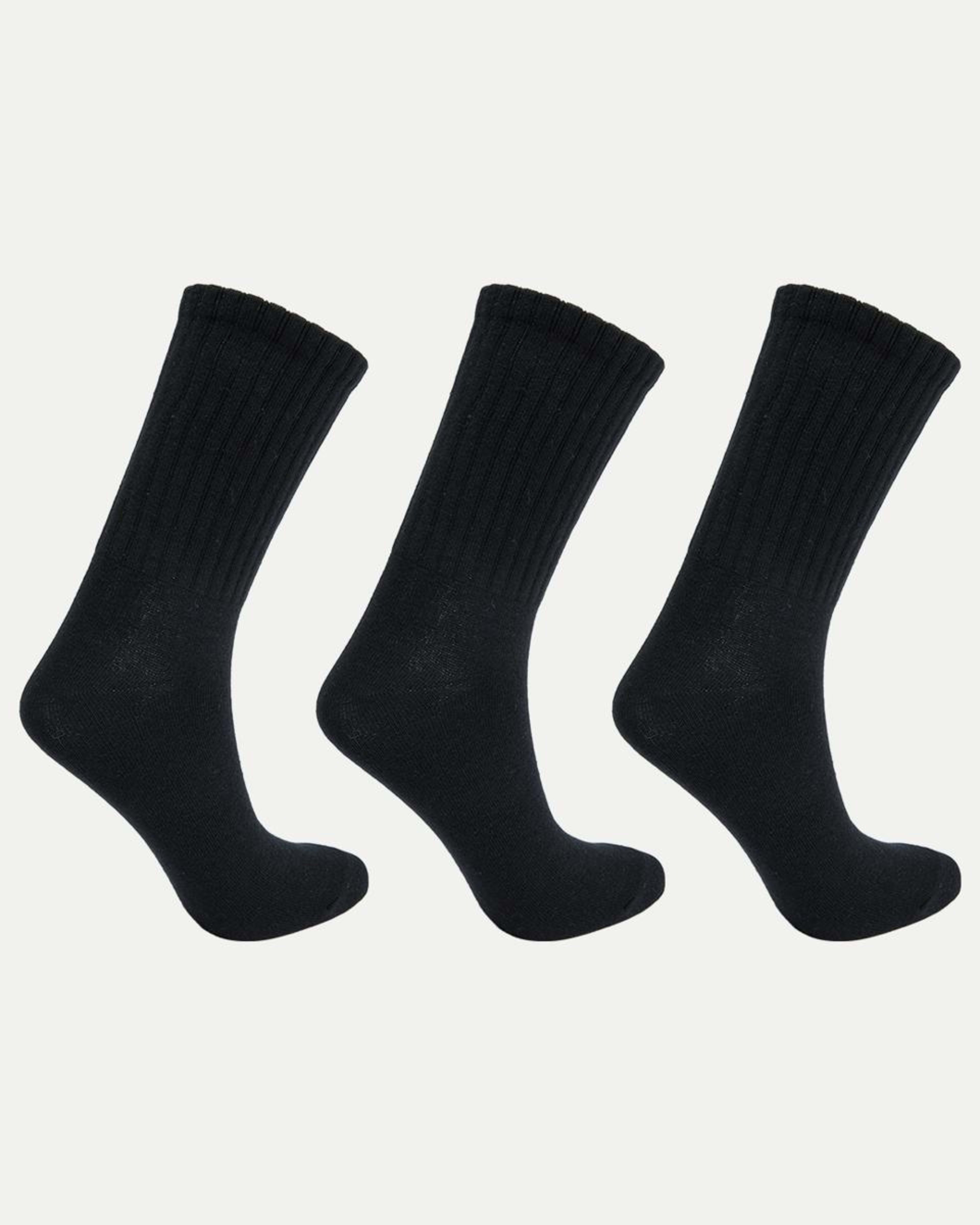 2 3 Pack Chunky Ribbed Full Crew Socks BLACK, 2 of 3