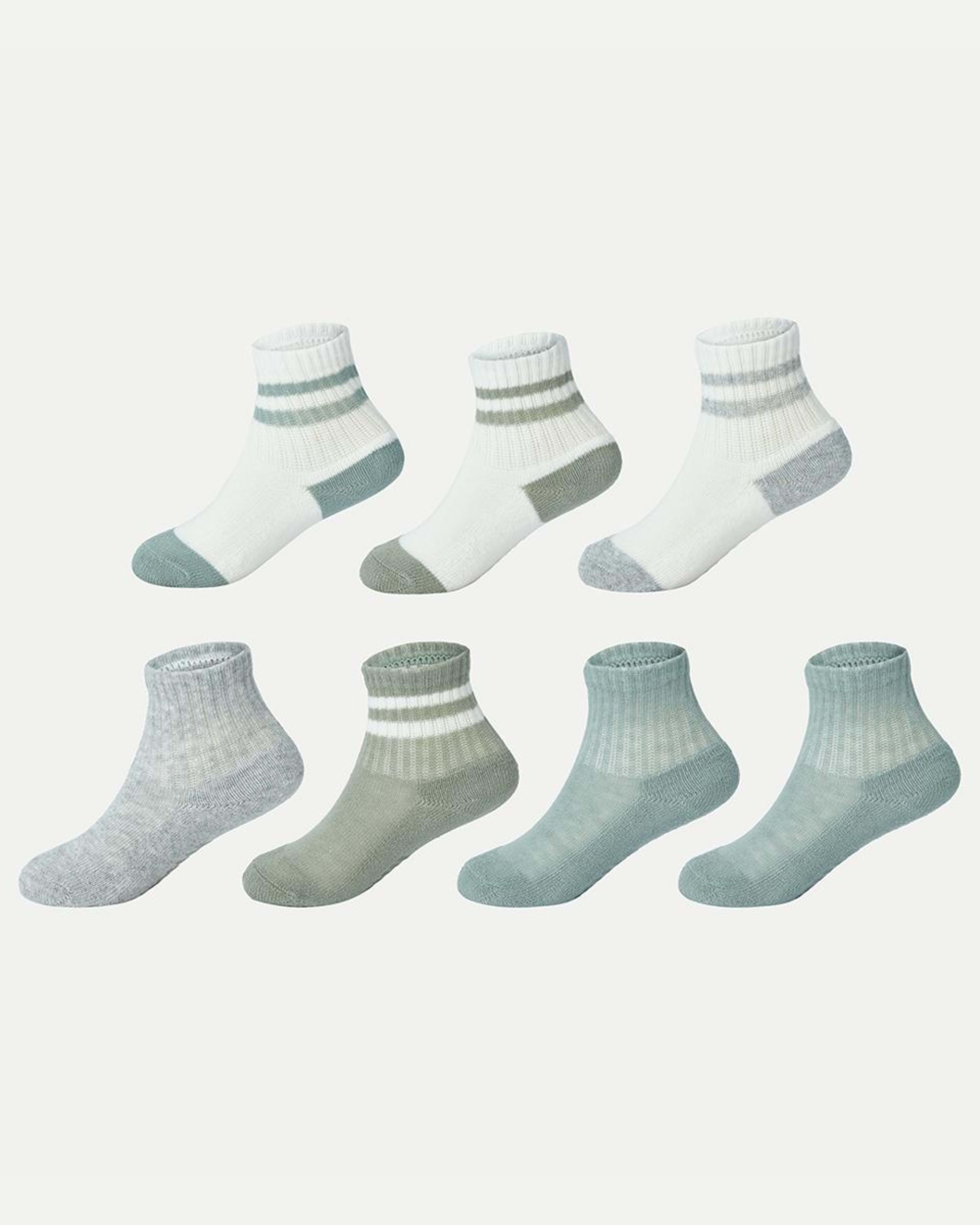 1 7 Pack Sports Quarter Crew Socks Asrtdblu, 1 of 3