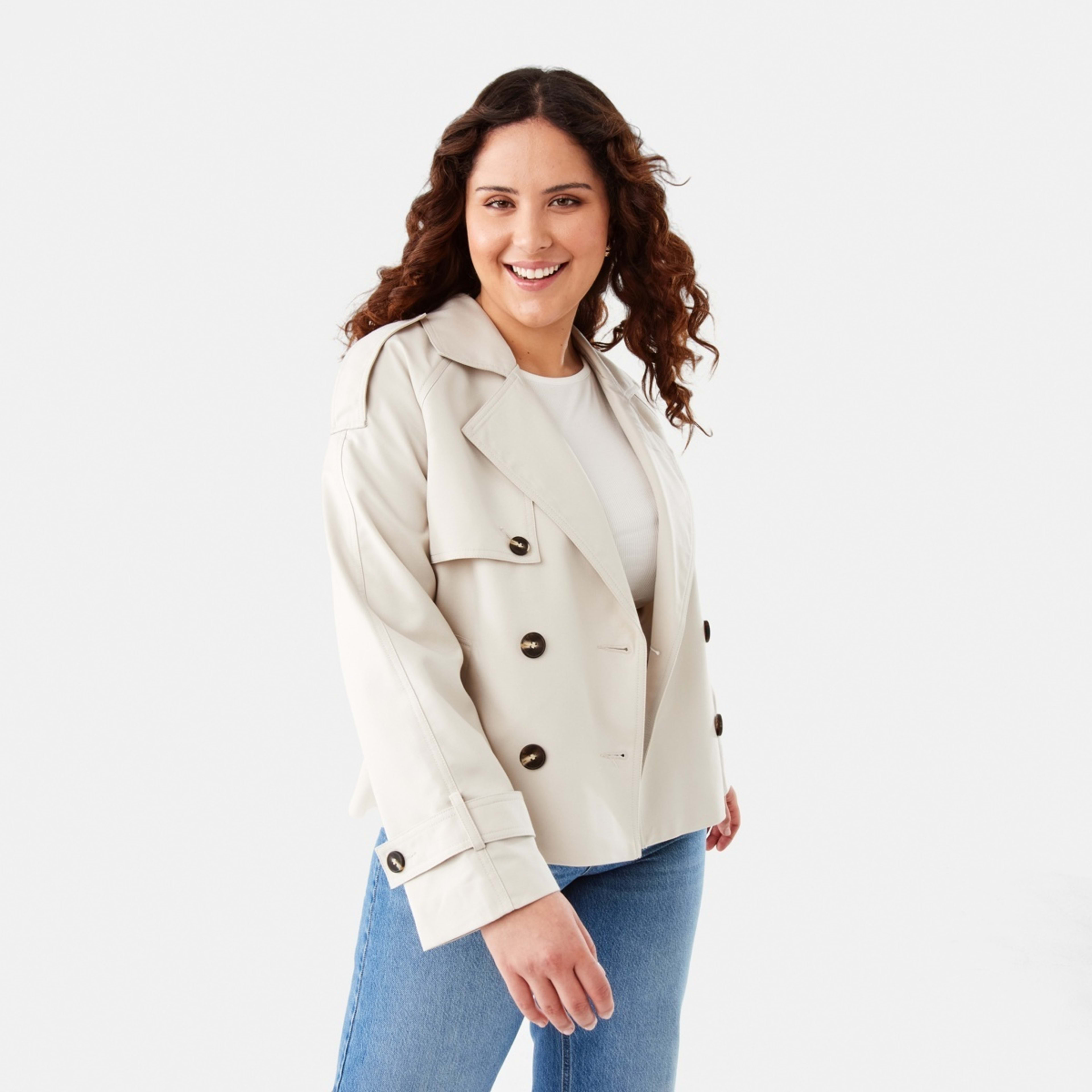 1 Crop Trench Coat Ecru, 1 of 10