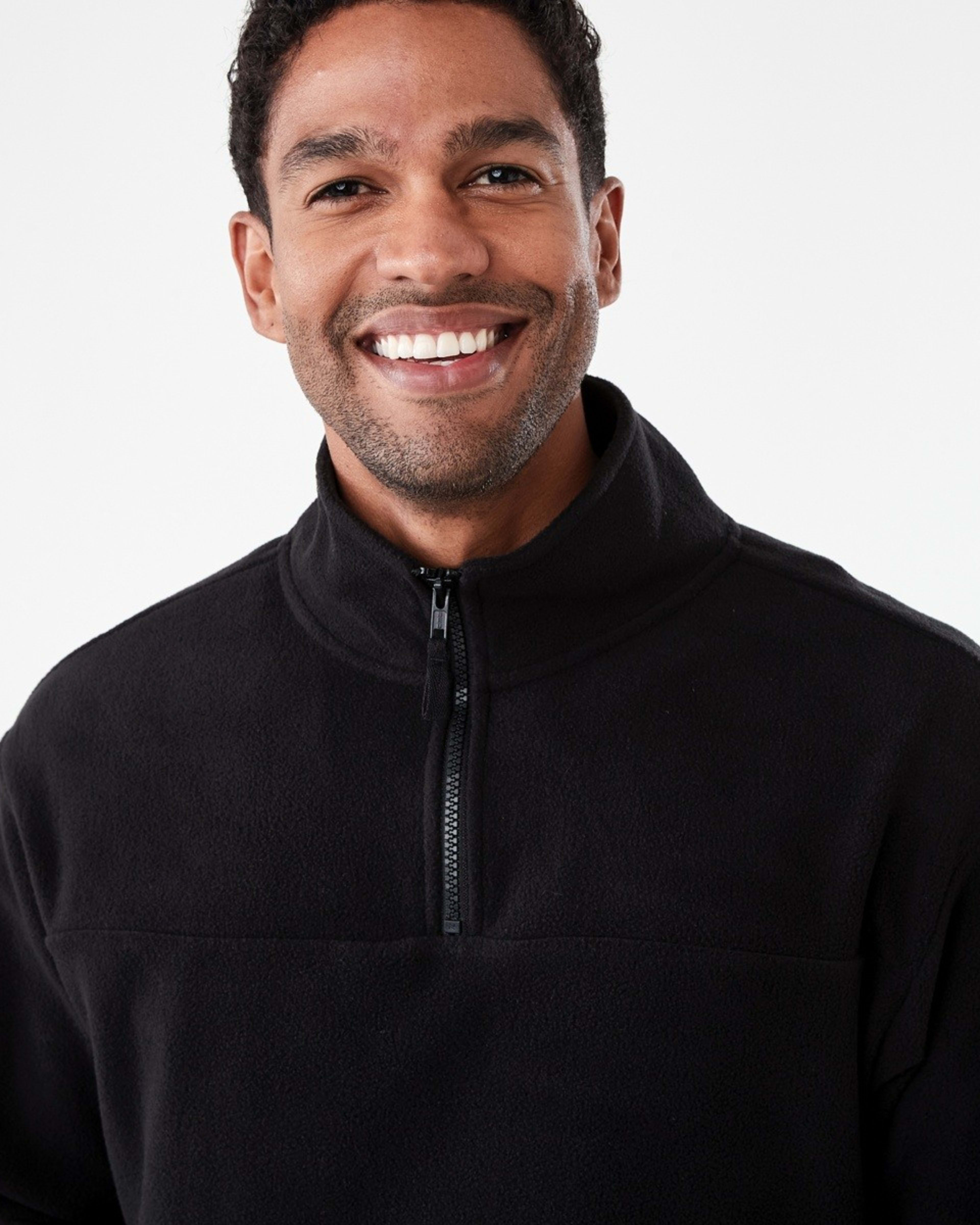 4 Active Mens Polar Fleece Quarter Zip Long Sleeve Black W25, 4 of 6