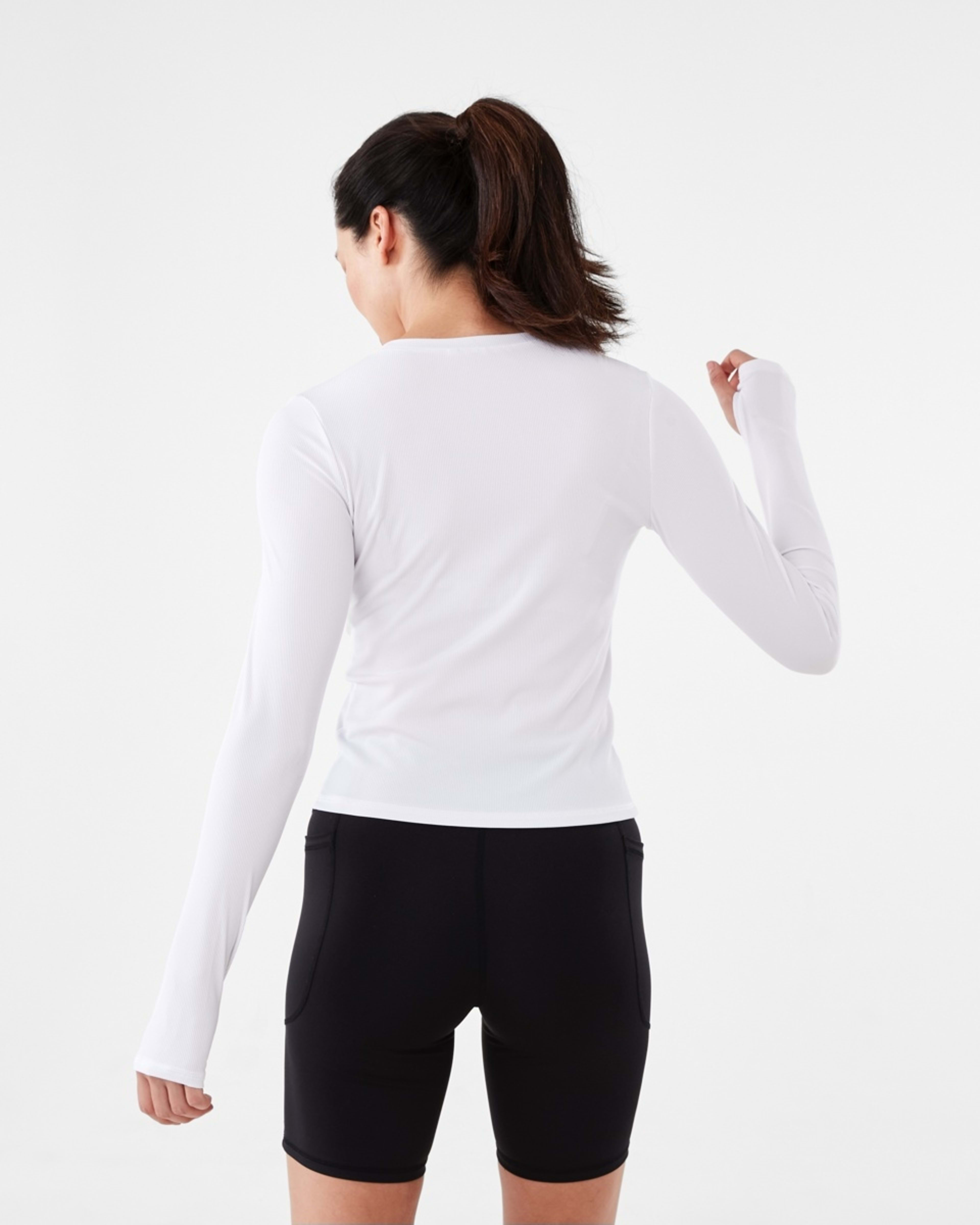 3 Active Womens Long Sleeve Rib T-shirt White, 3 of 6