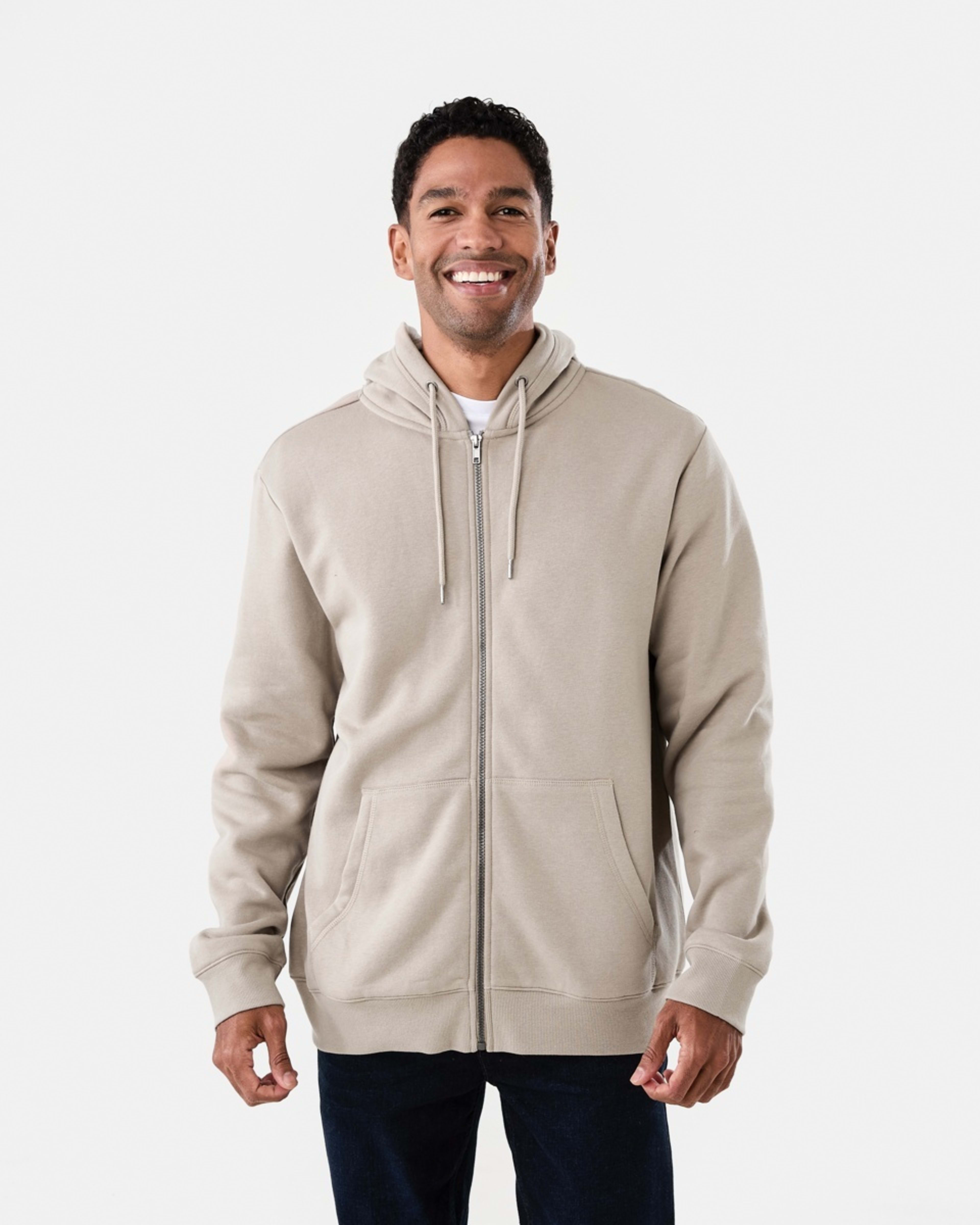 2 Comfort Zip Through Hoodie Mid Sand, 2 of 8