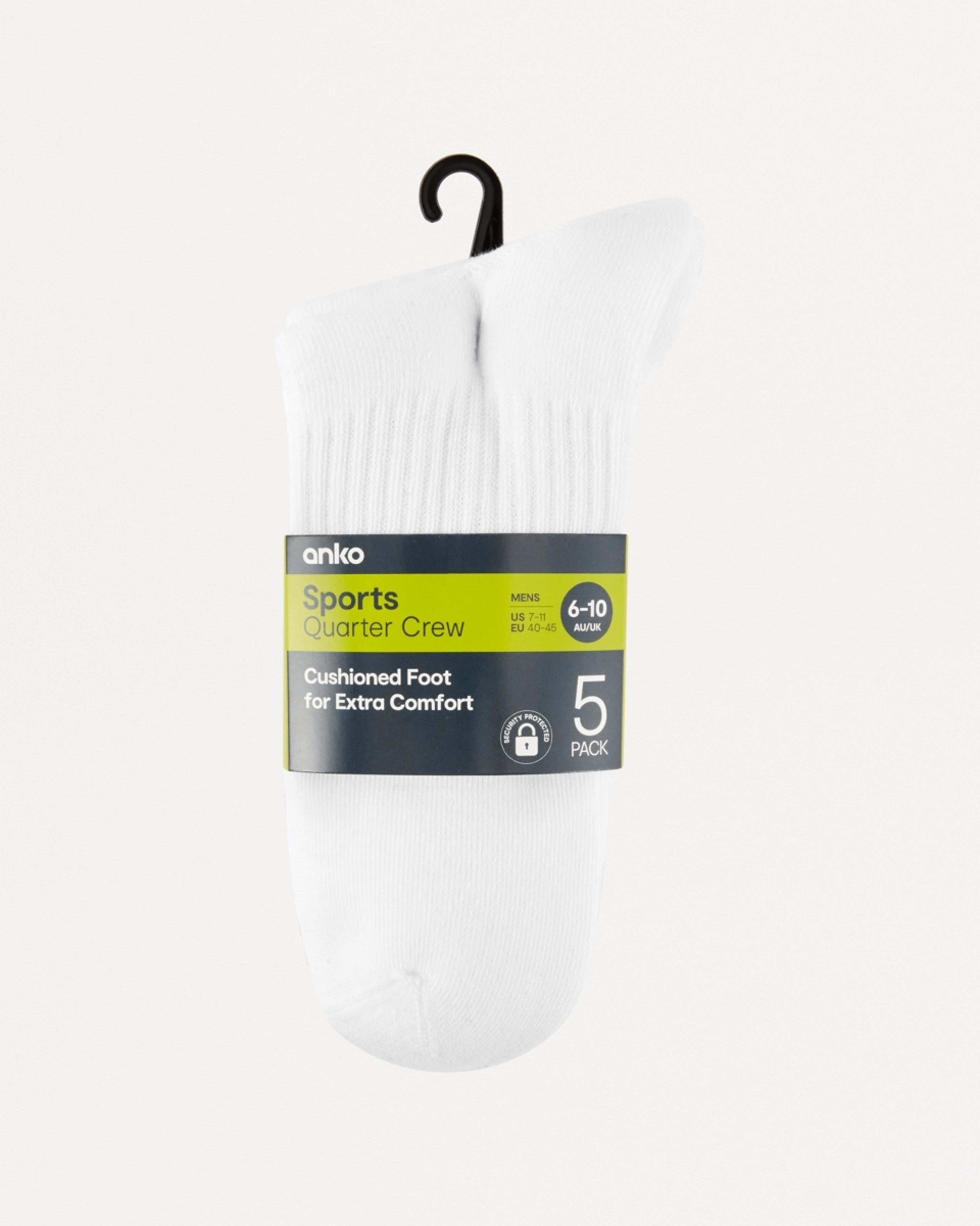 3 5 Pack Quarter Crew Sport Socks WHITE, 3 of 3