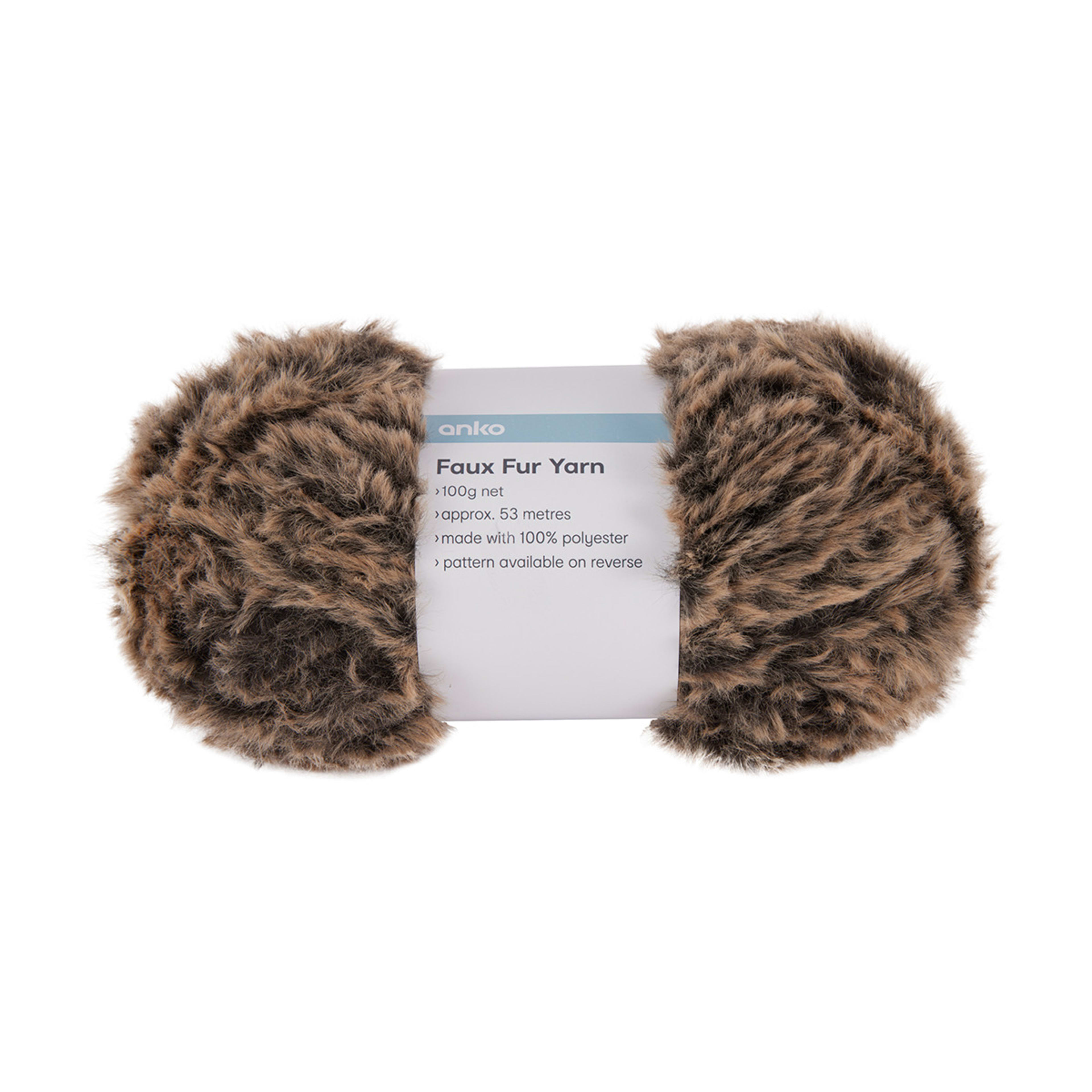 Faux Fur Yarn - Tan and Black - Kmart