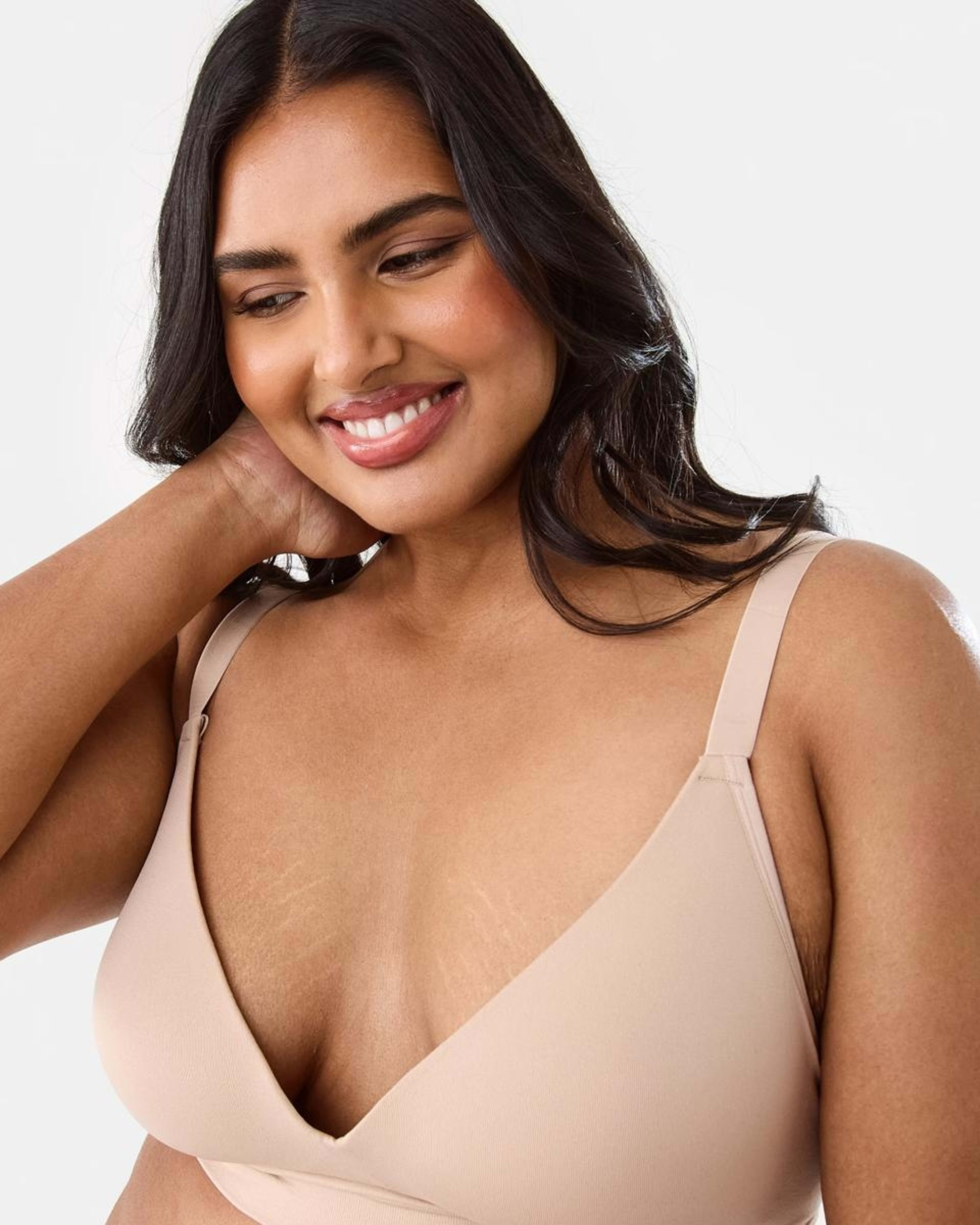 7 2 Pack Full Figure Wirefree Seamfree T-Shirt Bra SOFT SAND BEIGE, BLACK, 7 of 8