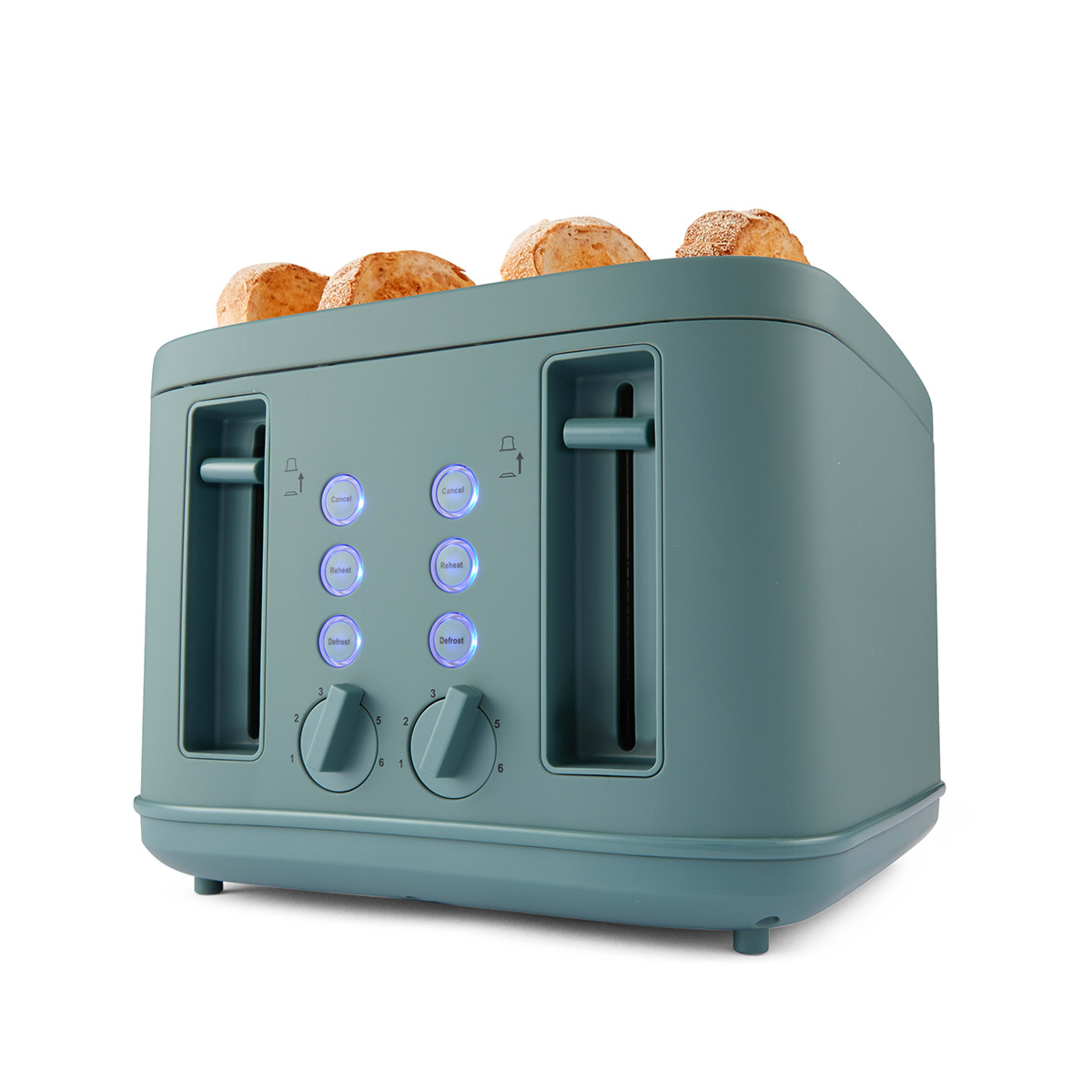 1 4 Slice Soft Touch Toaster - Dark Green