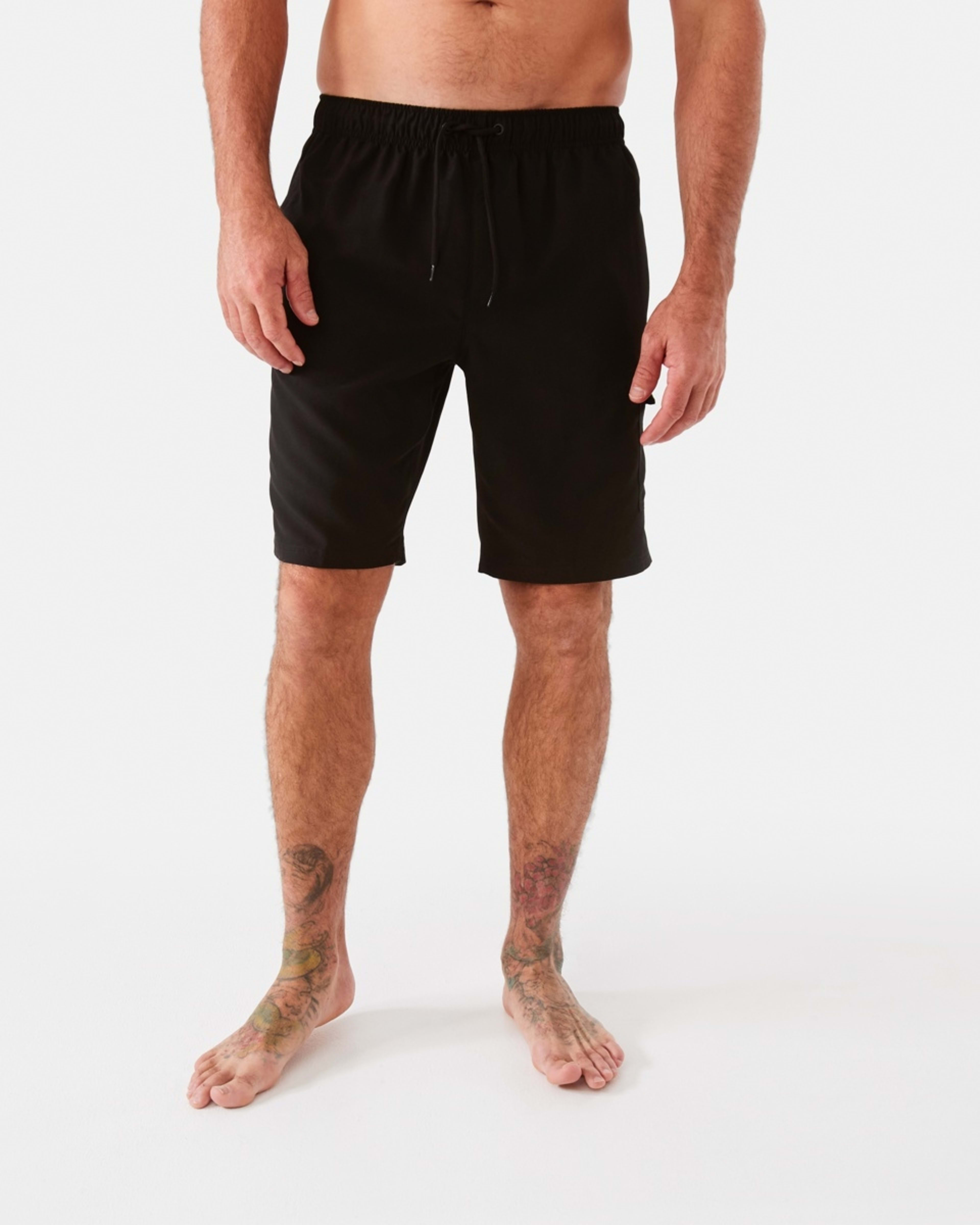 7 Elastic Waist Regular Cargo Boardshorts Black, 7 of 7