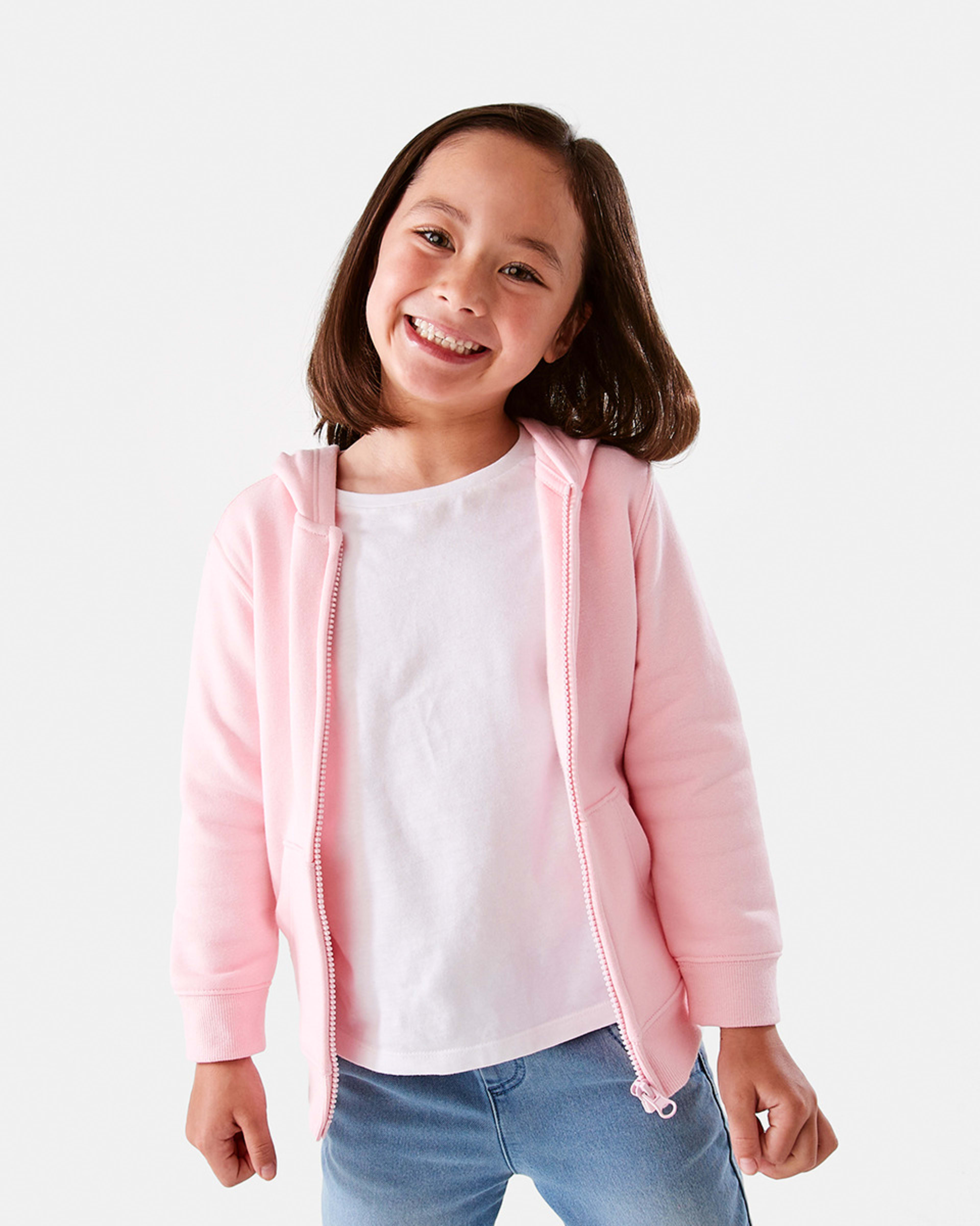 1 Plain Zip Through Hoodie Light Pink, 1 of 10