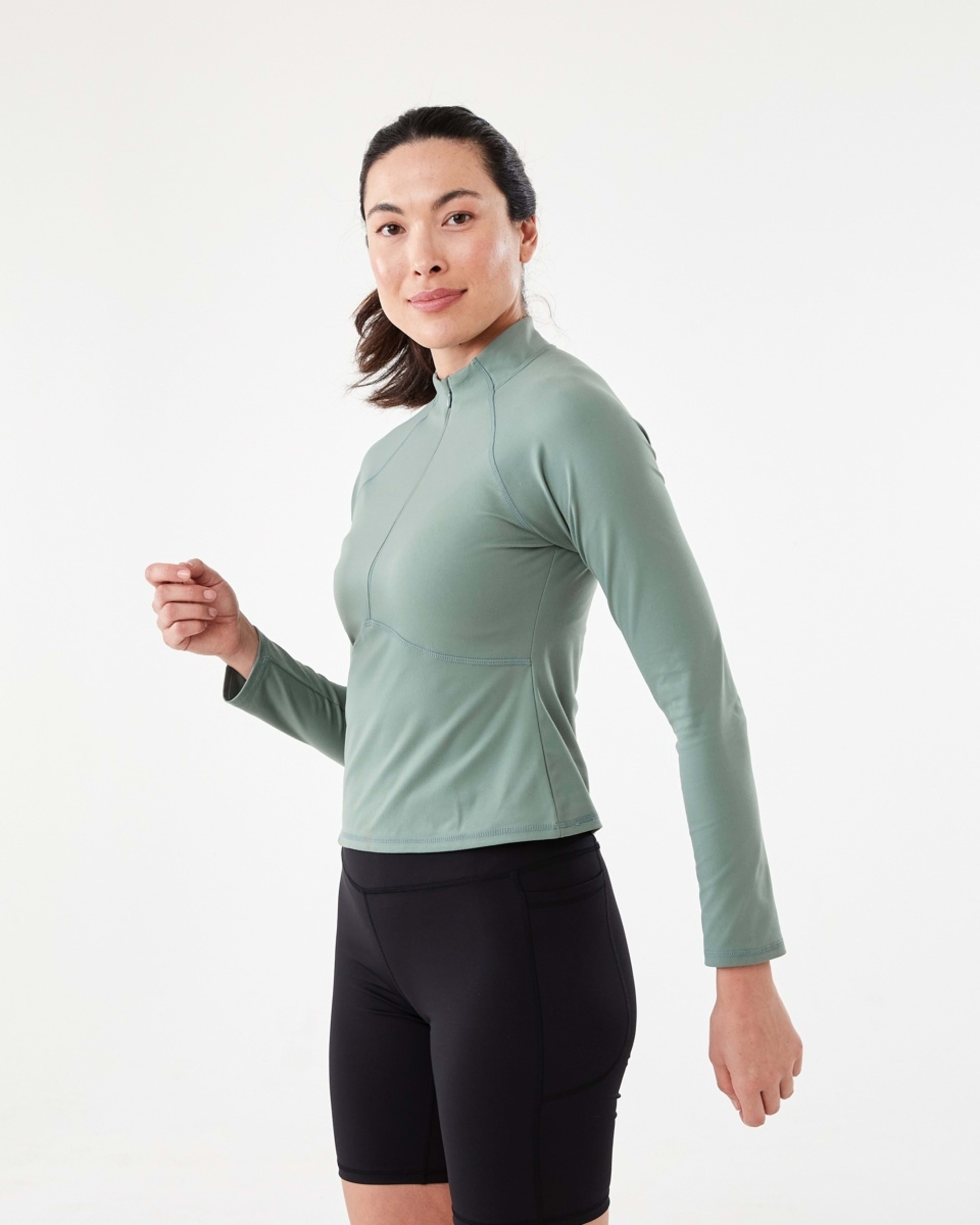 2 Active Womens Long Sleeve 1/4 Zip Ultrasoft Top Sumer Sage, 2 of 5