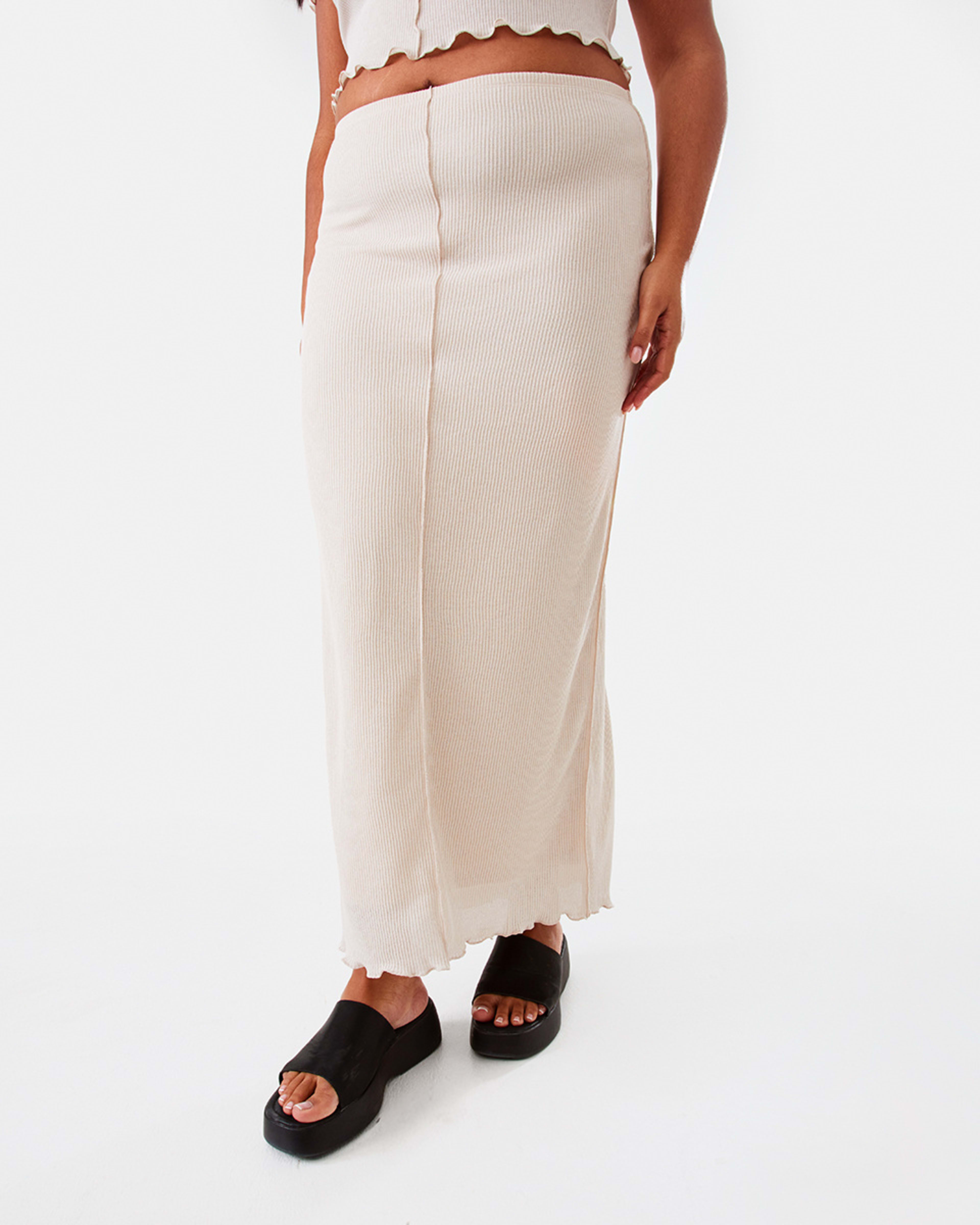 3 Rib Maxi Skirt Ecru, 3 of 10