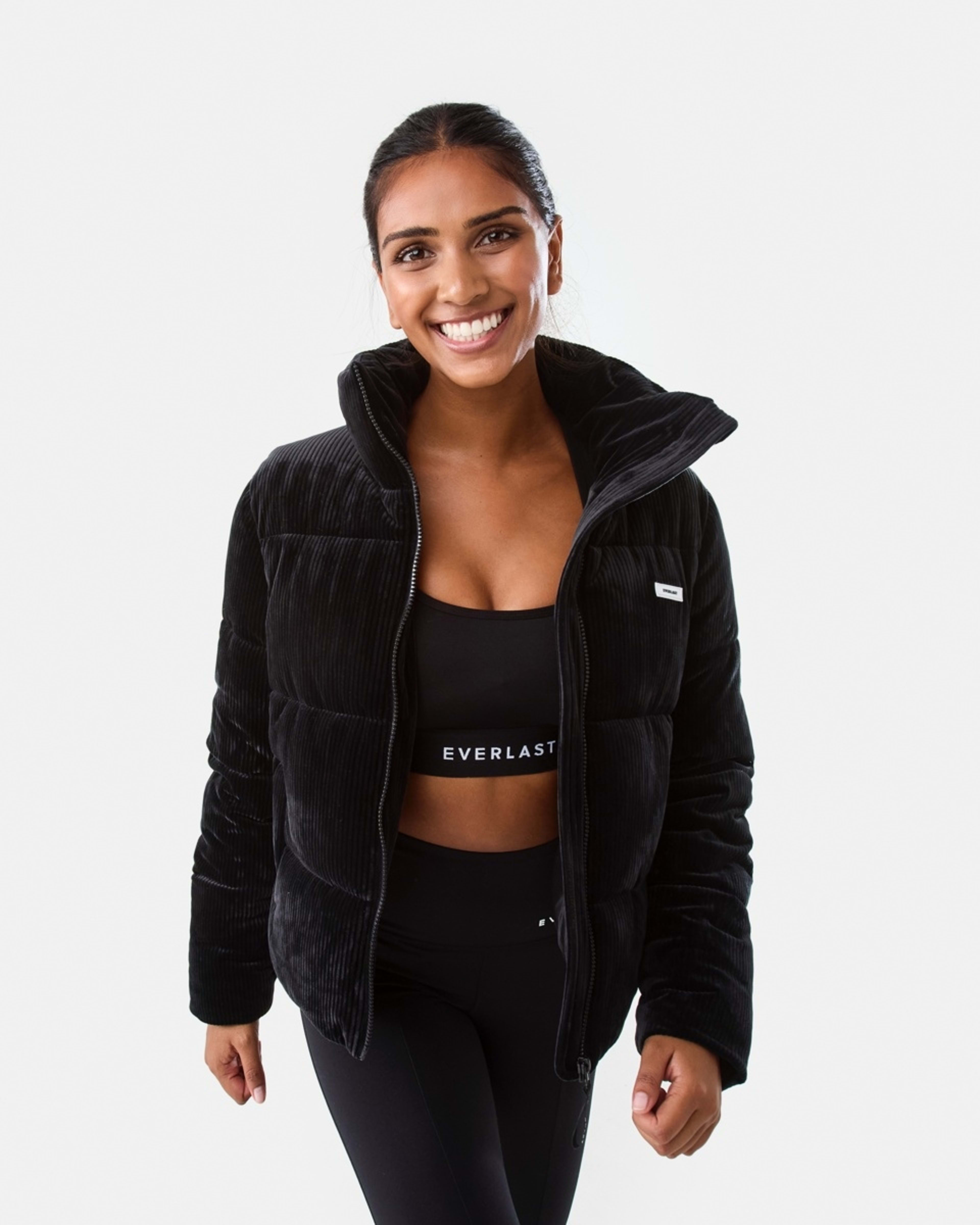 1 Everlast Womens Ribbed Velour Puffer Jacket Black