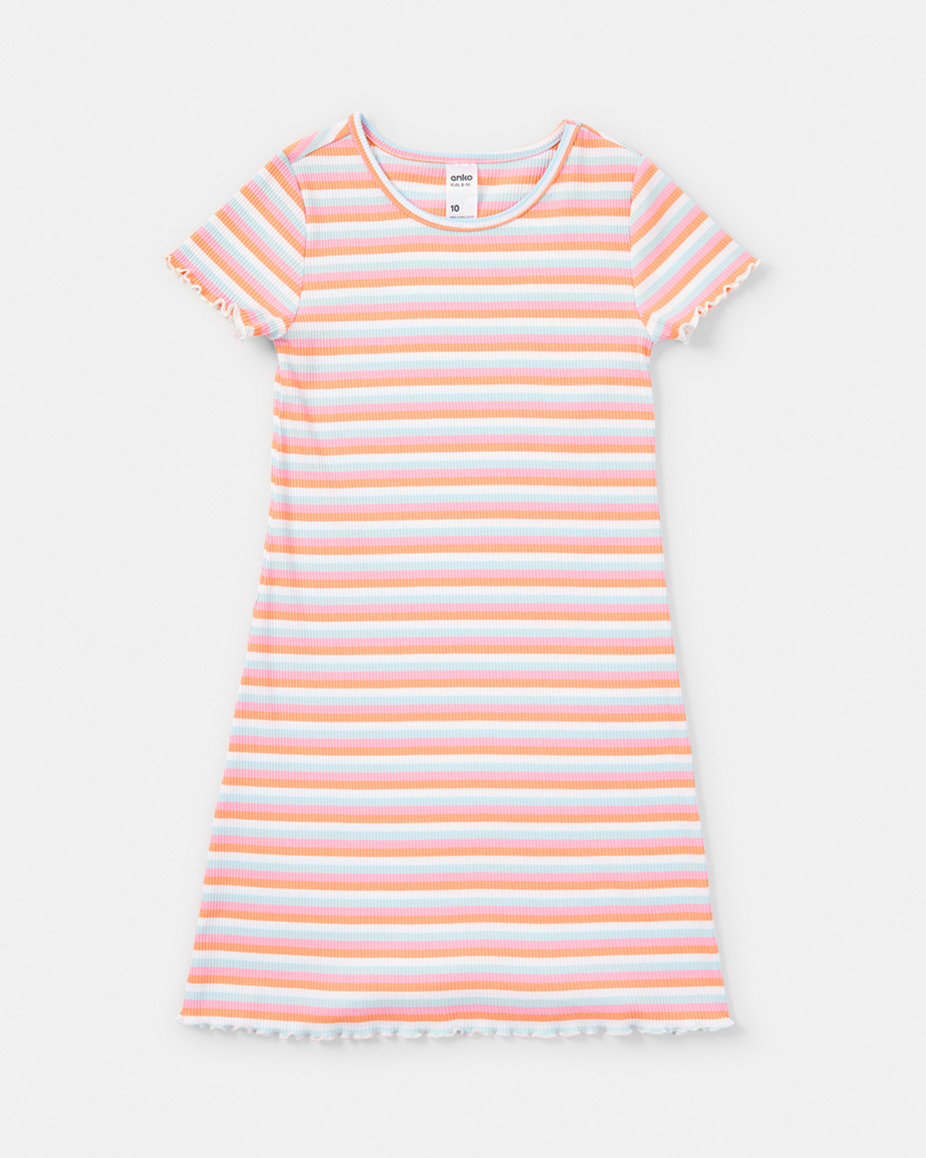9 Short Sleeve Rib Dress Strpe Mlti, 9 of 10