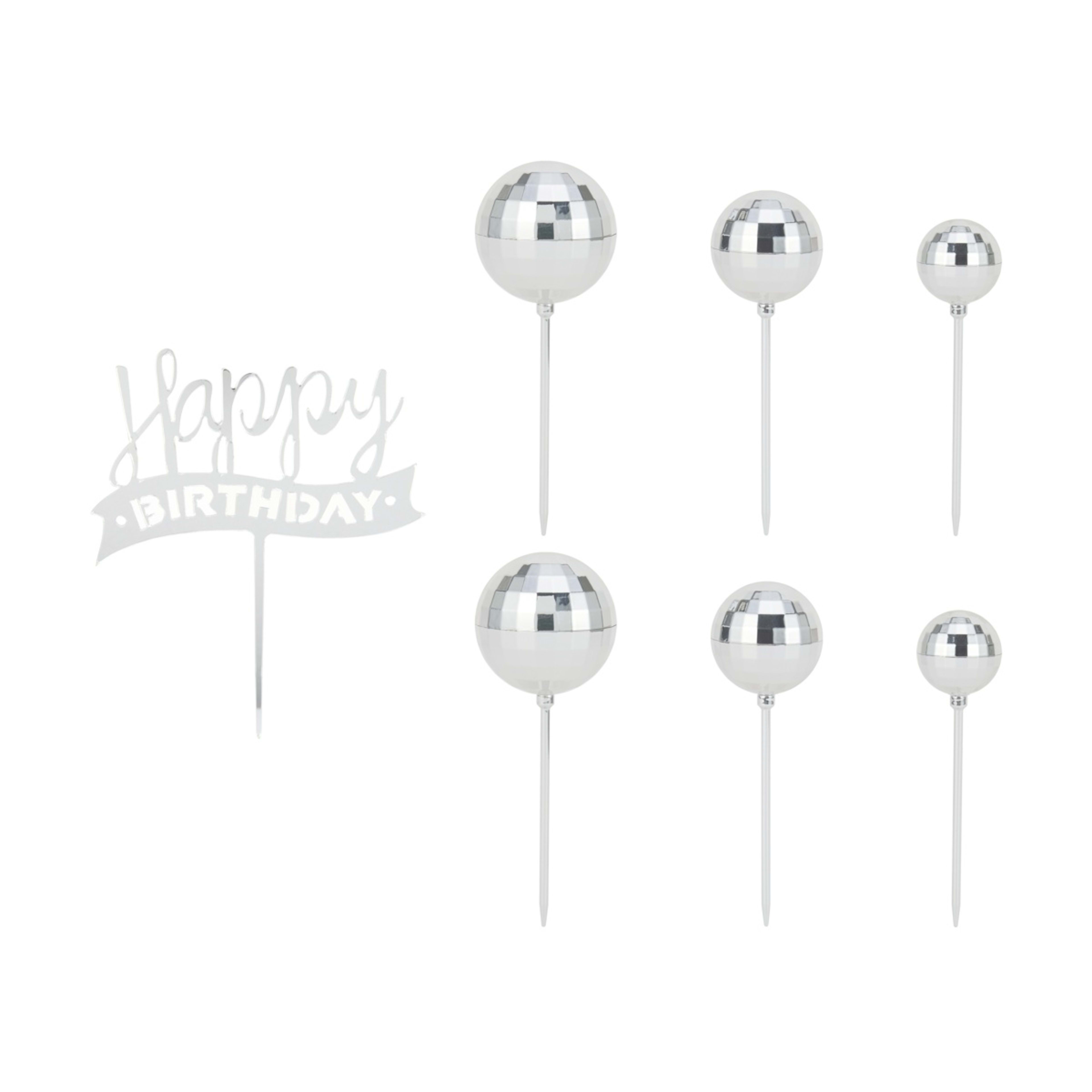 1 7 Piece Disco Cake Topper Set, 1 of 4