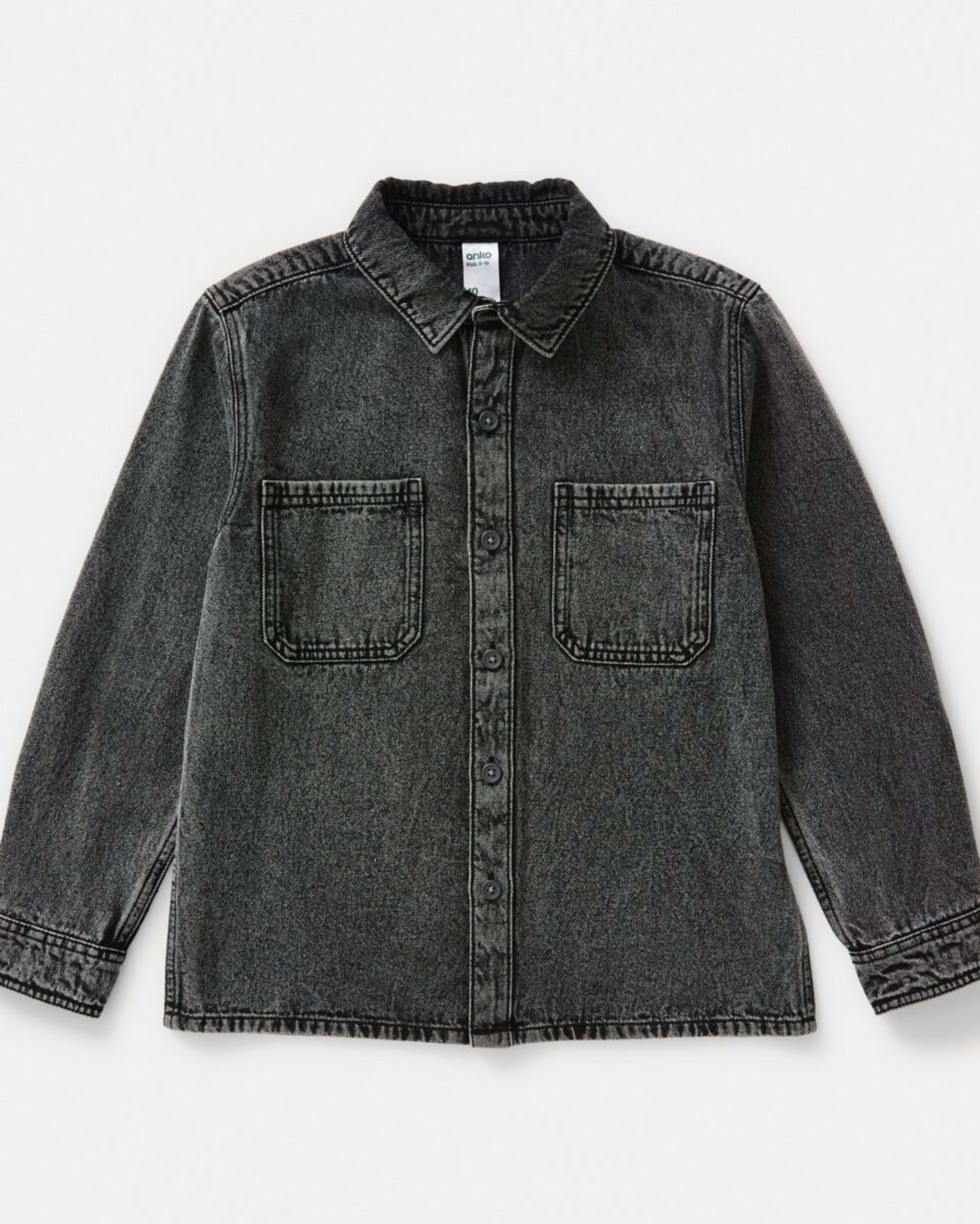 9 Denim Utility Overshirt Black Wash, 9 of 10