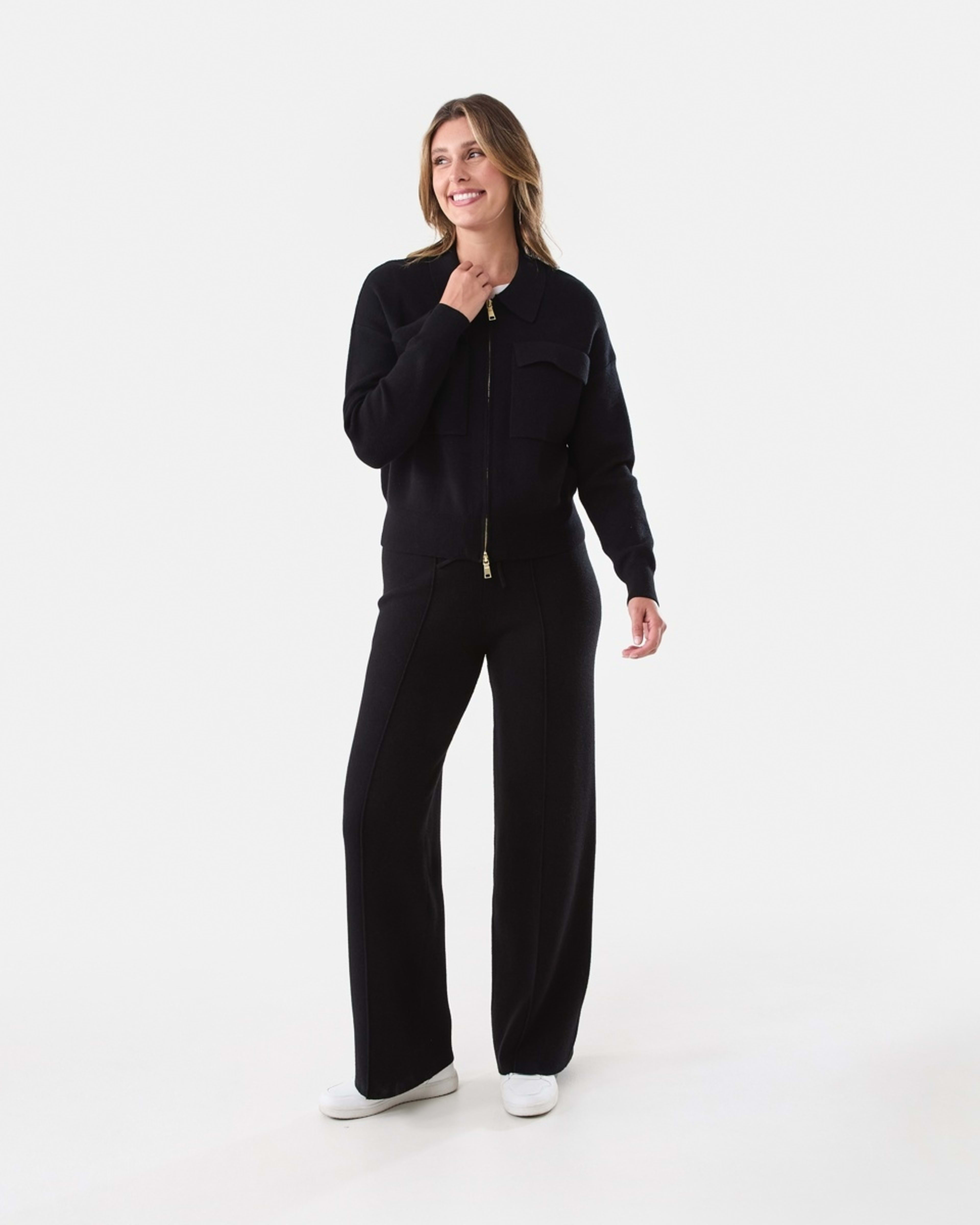 6 Seam Front True Knit Pants Black, 6 of 6